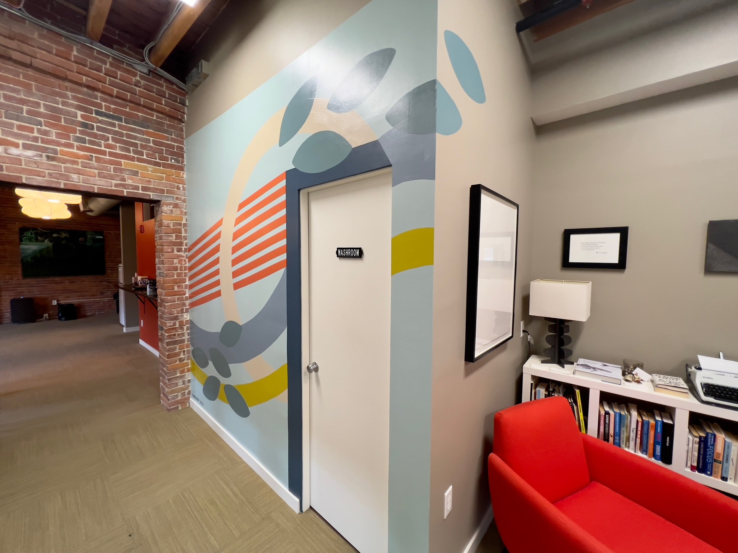   Commissioned mural for  the office of Seth Rigoletti  in Portland, Maine. This interior mural was designed and painted by hand in December 2022.  