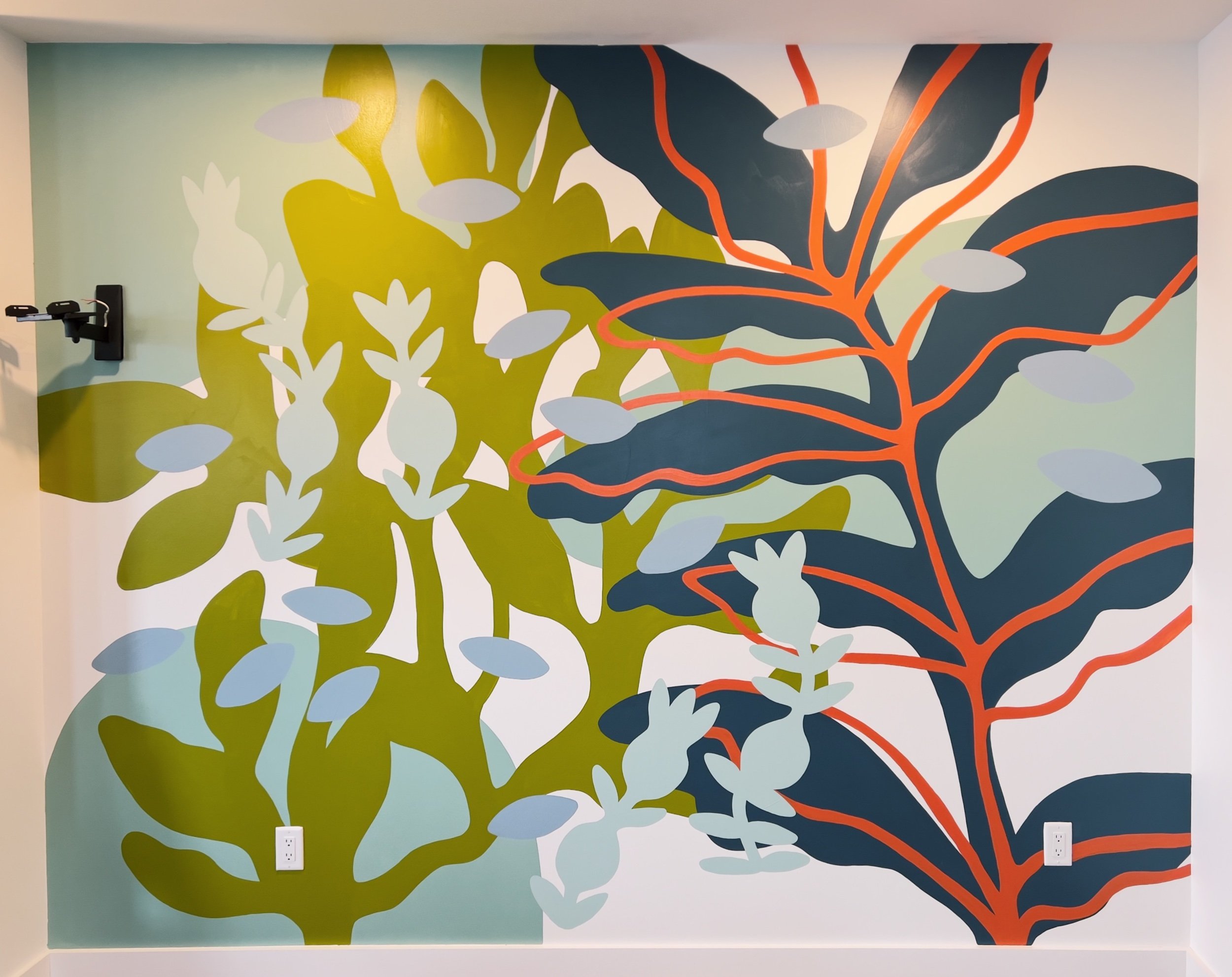  Commissioned mural for a private residential client in Portland, ME. This piece was designed and painted by hand in February 2023. 