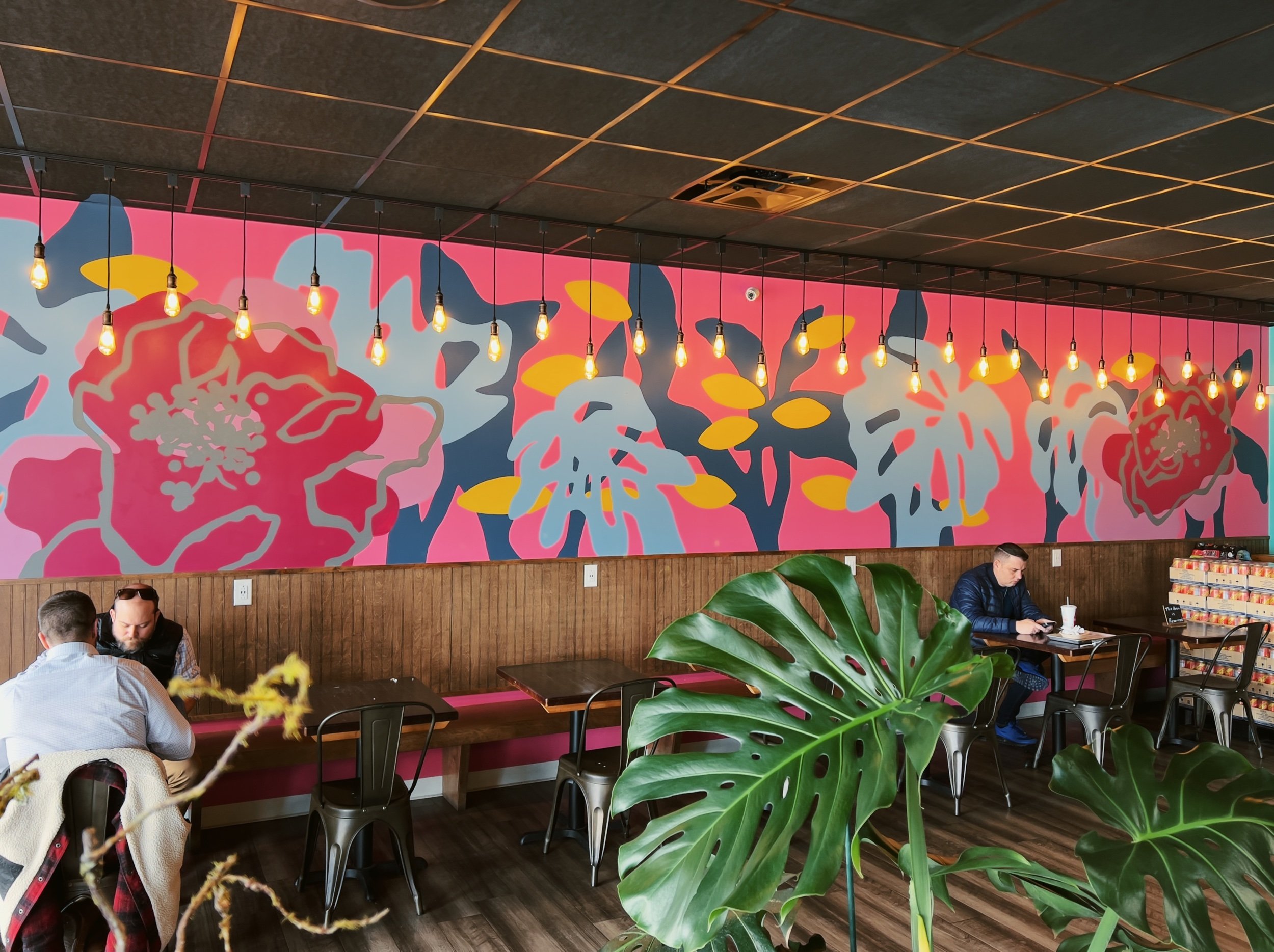  Commissioned mural for Big Fin Poke in South Portland, ME. This piece was designed and painted by hand in January 2023. 