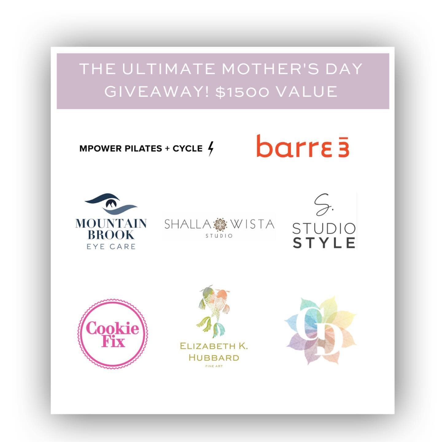 The Ultimate Mother&rsquo;s Day Giveaway is here! We&rsquo;ve gotten together with some of our favorite local businesses to shower one lucky mom with some beautiful gifts! 

Enter to win: ($1500 VALUE) 
💚A private art session with @elizabethhubbarda