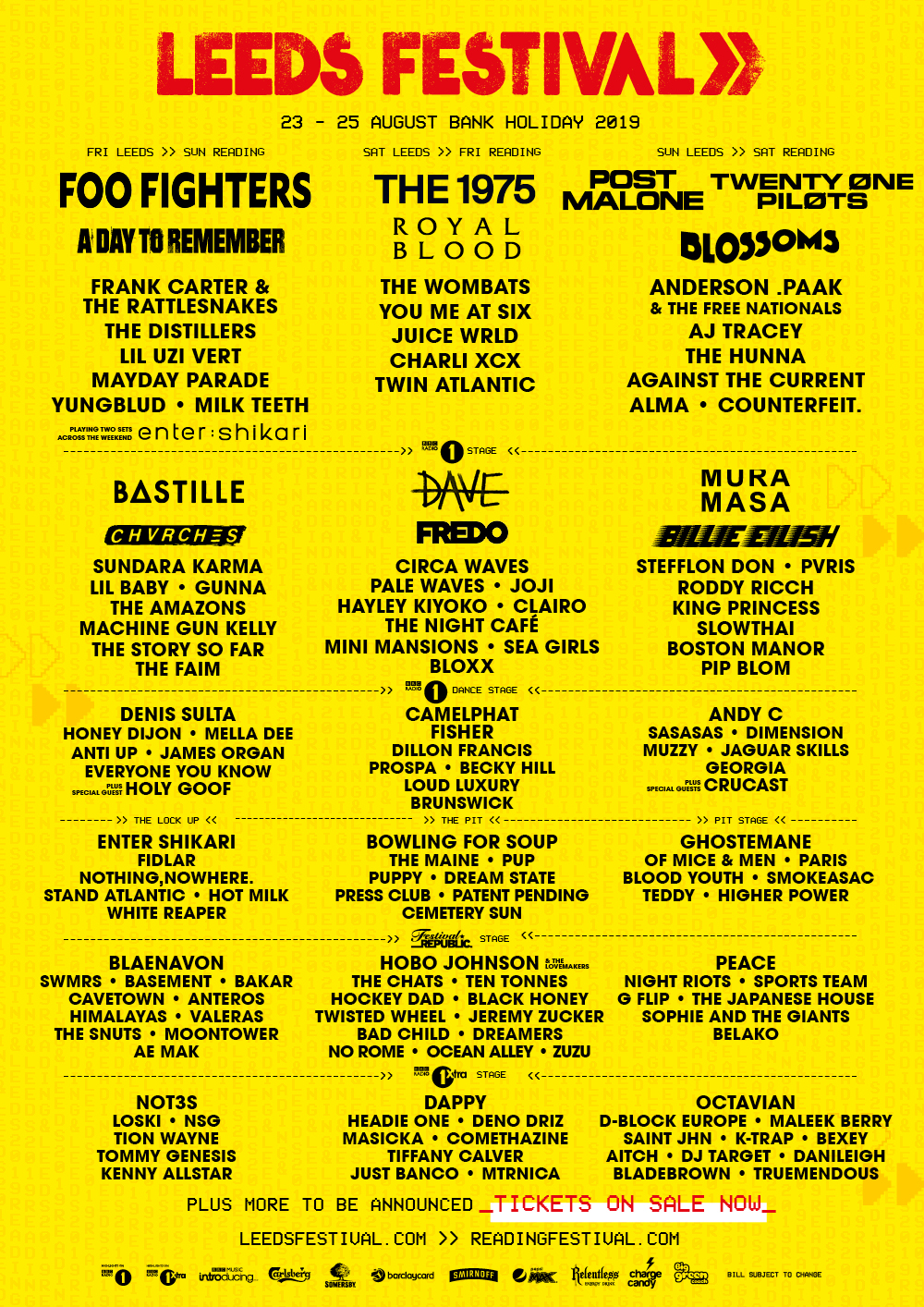 LEEDS FESTIVAL 2019 LINE-UP