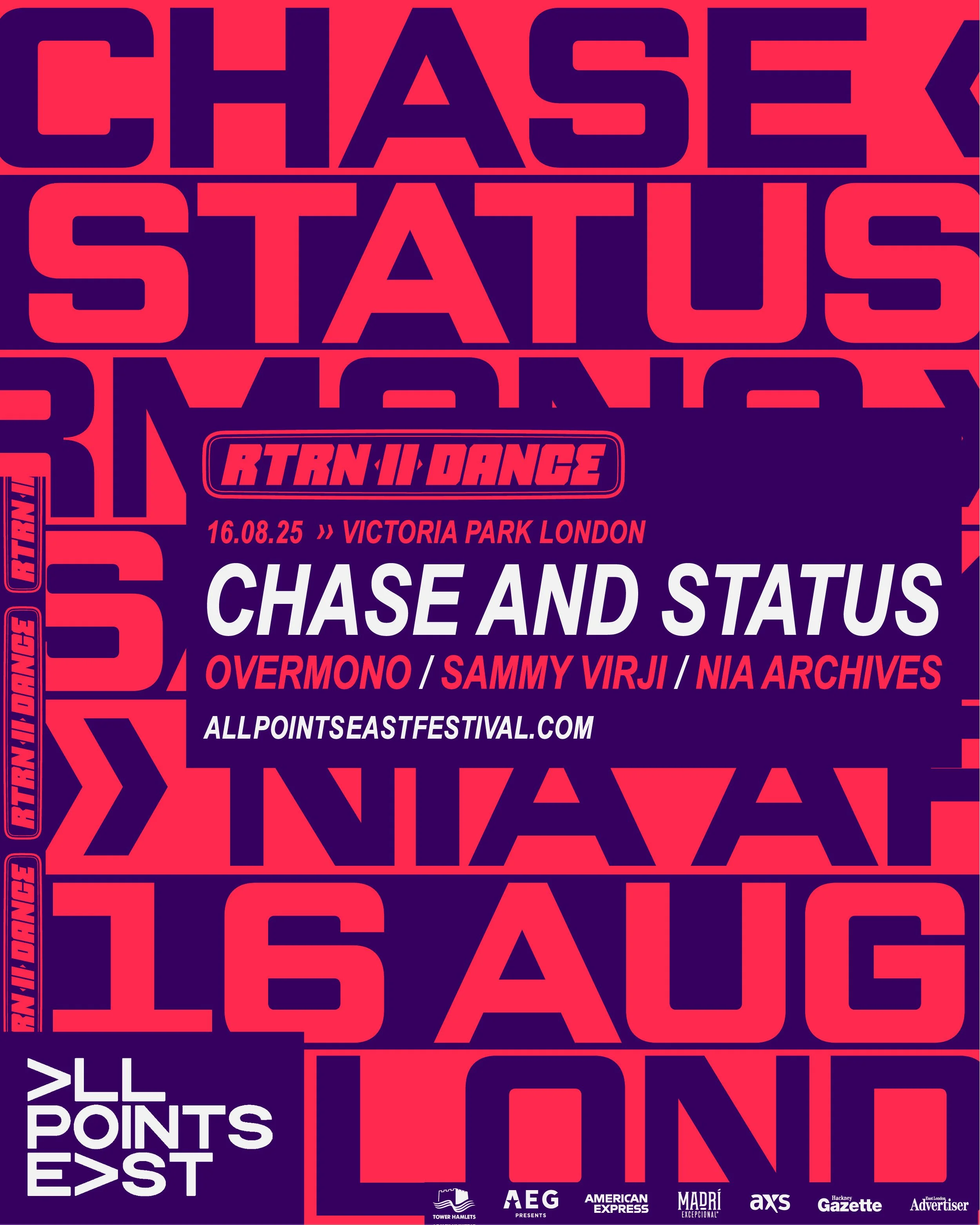 All Points East headliner announced: Chase &amp; Status present RTRN II DANCE takeover