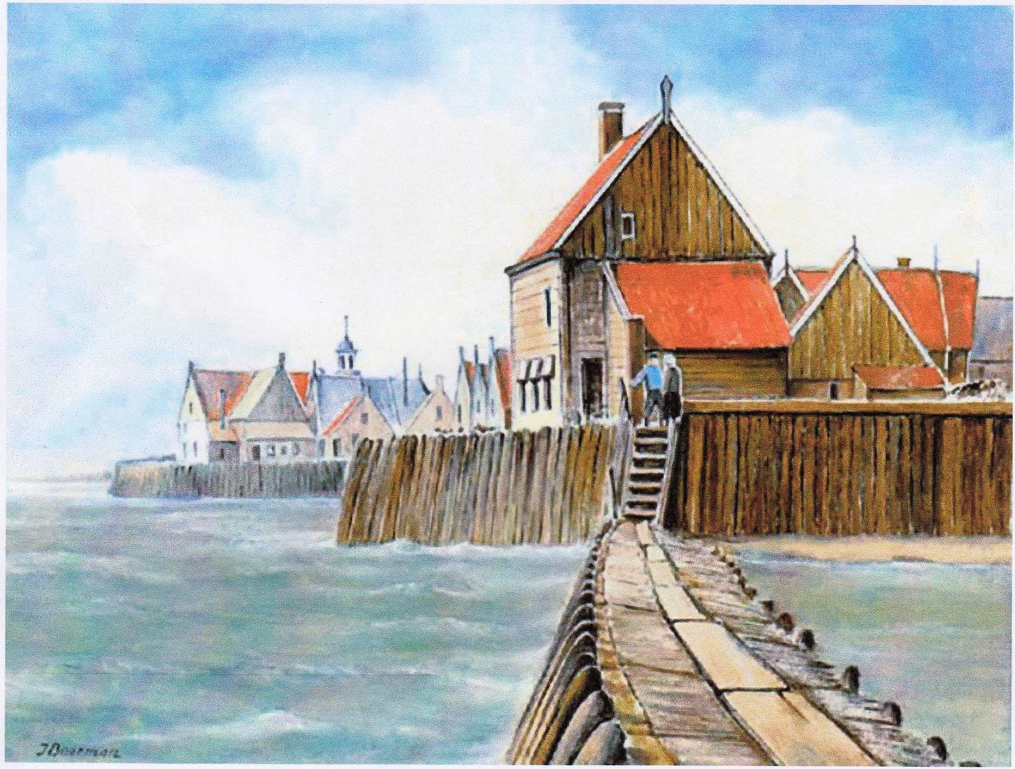 Schokland one hundred years ago, starting the plank way from one island to the other