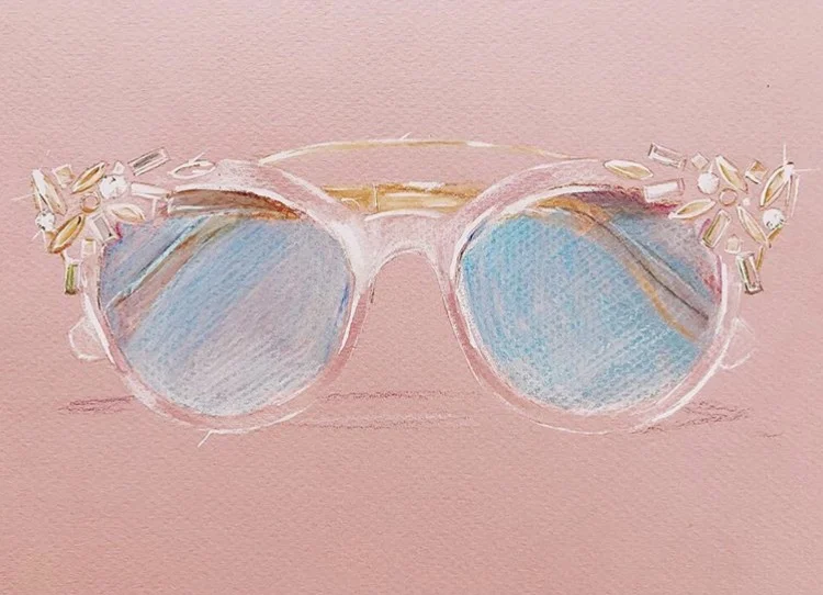 Painting of Miu Miu sunglasses by Jeanette Getrost.