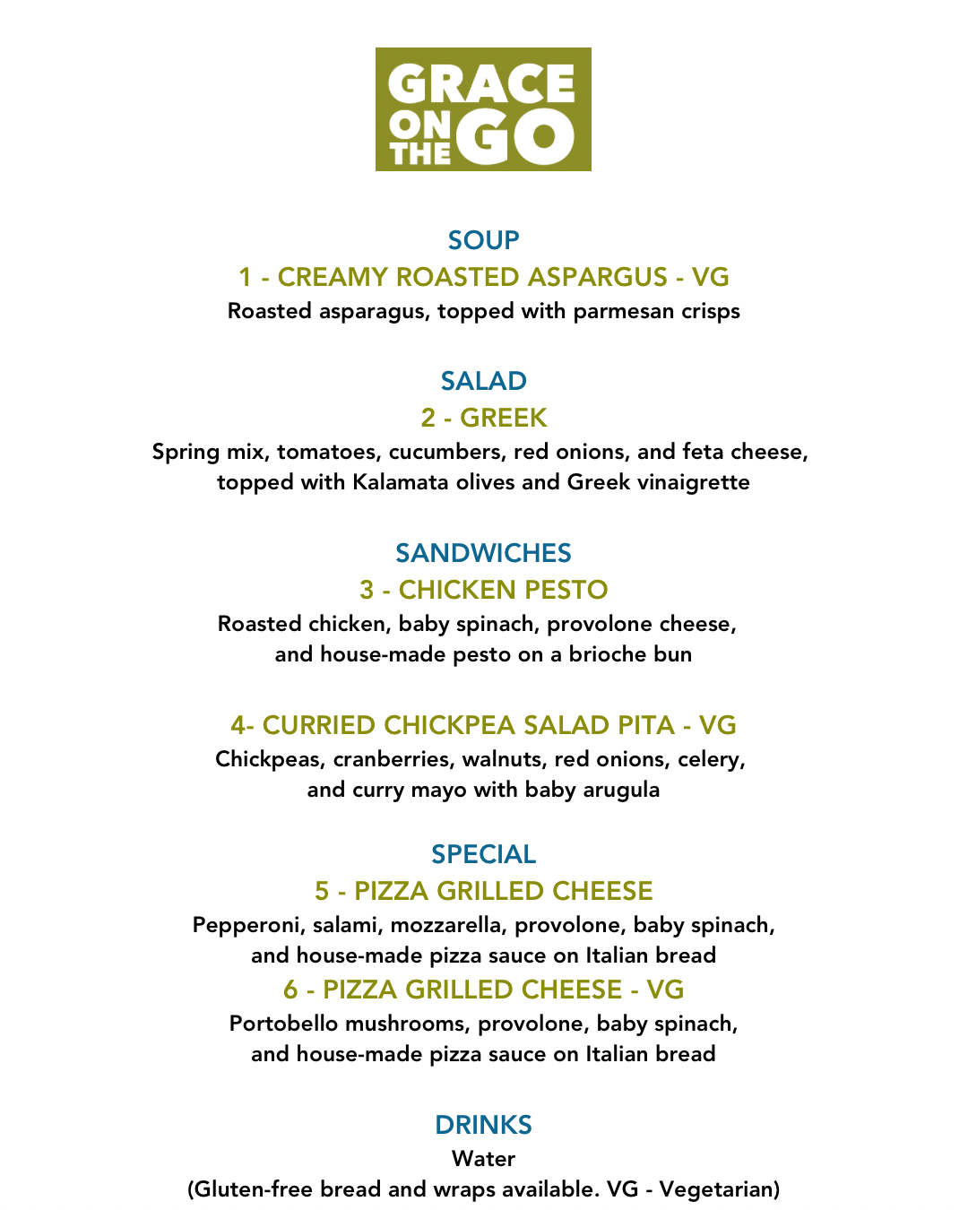 Menu + Location for 3/24/26 — Grace Café, Inc.