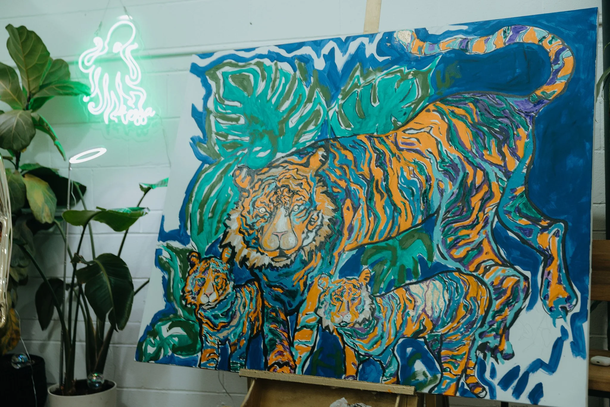 Tessa Lang Studio Tiger Painting.JPG