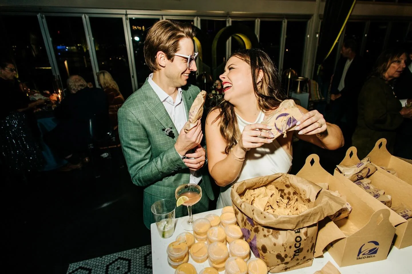 Late night Taco Bell to keep the energy goin&rsquo; all night..YES PLEASE!! 🌮🌮🌮

Venue: @north4thcorridor 
Planning: @mmjevents @mmjevents_jessie 
Photography: @haleyelizabethstudios 
Hair/Makeup: Sarah Ellexson
Florist: @sweetblossomfloral 
Band: