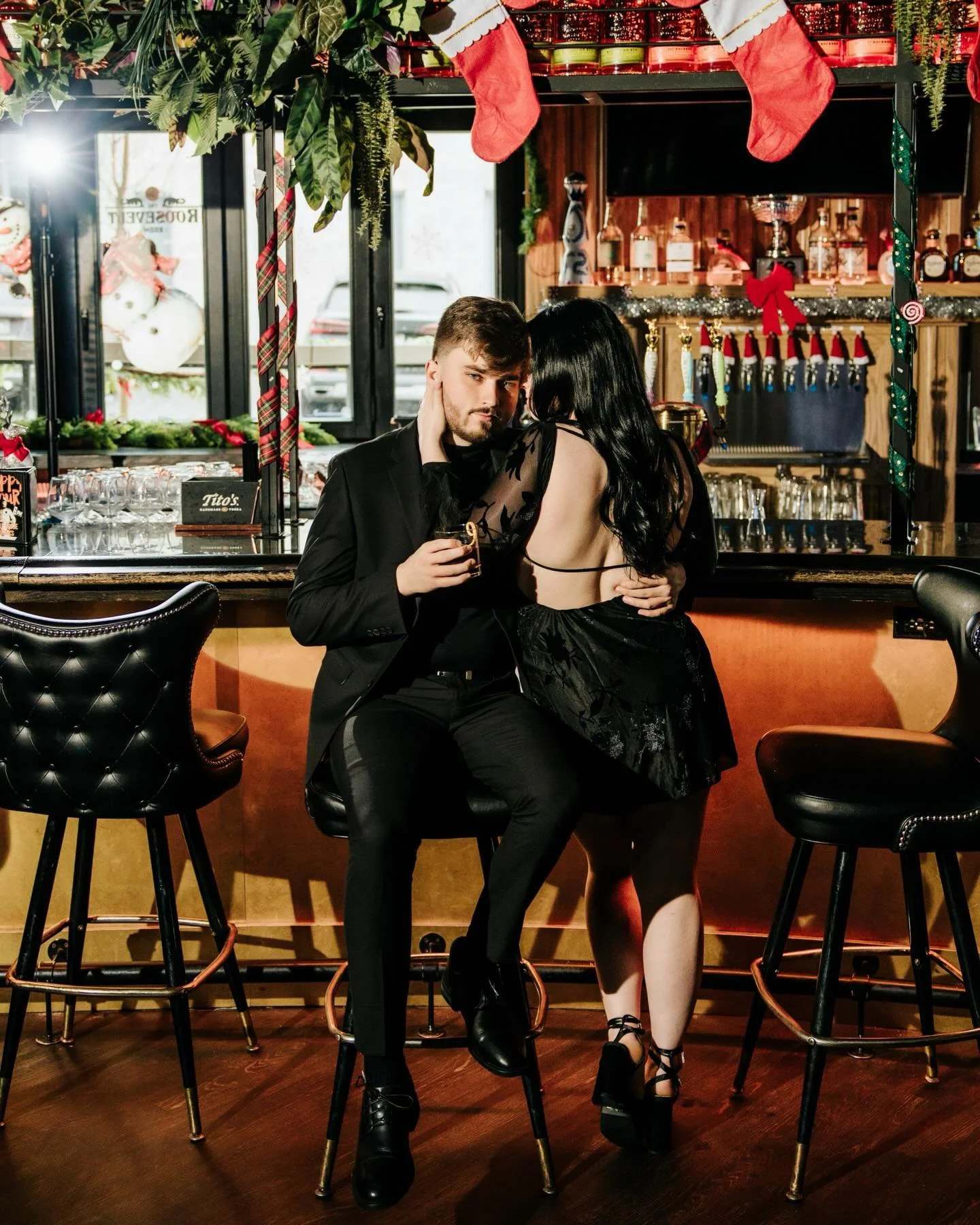 Hailey &amp; Parker at @rooseveltroombp! Working with these two was so, so fun! Getting the whole bar to ourselves for their session was just icing on top the cake! I can&rsquo;t wait to be back at @retreat21venue for their wedding next fall!! 😍