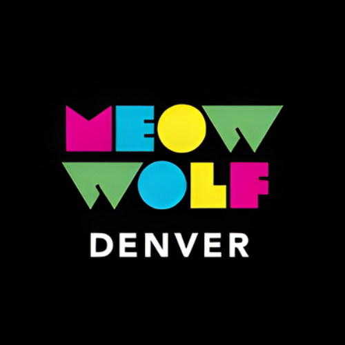 Meow Wolf Denver Logo - Black Background multi Colorado letter for logo