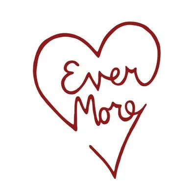 EverMore Logo, the Word Evermore in a Heart Shape