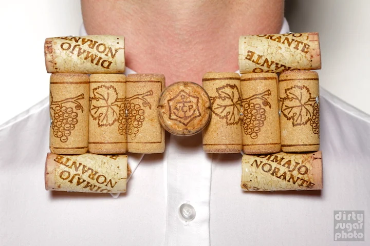 Bow Tie #3. Nicholas Ruiz. Assembled March 2011. Wine and champagne corks, finishing nails, super glue. Forest Hills, NY.