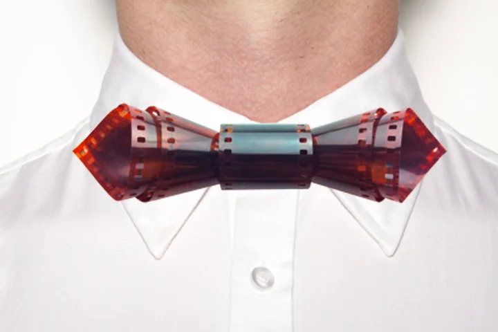 Bow Tie #9. Nicholas Ruiz. Assembled October/November 2011. Film negatives, MTA MetroCard, super glue. Forest Hills, NY.