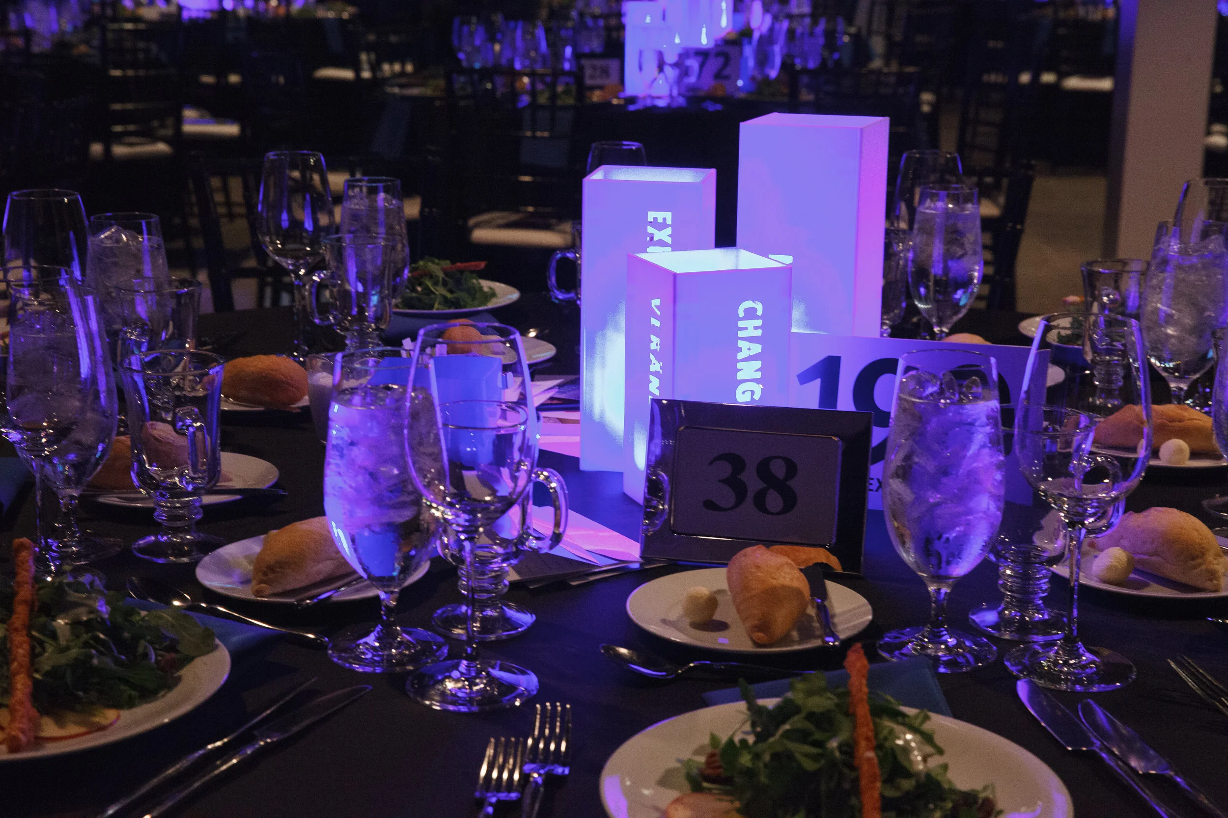 Dinner lanterns in action at the Chicago Voices for Justice gala