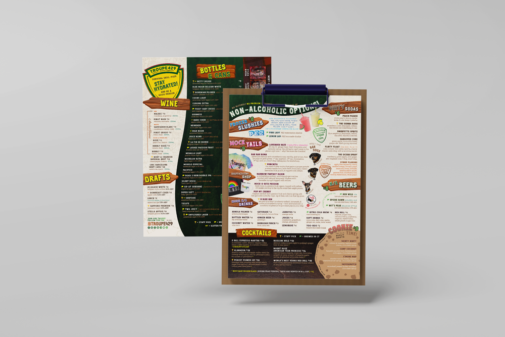 double-sided drink menu