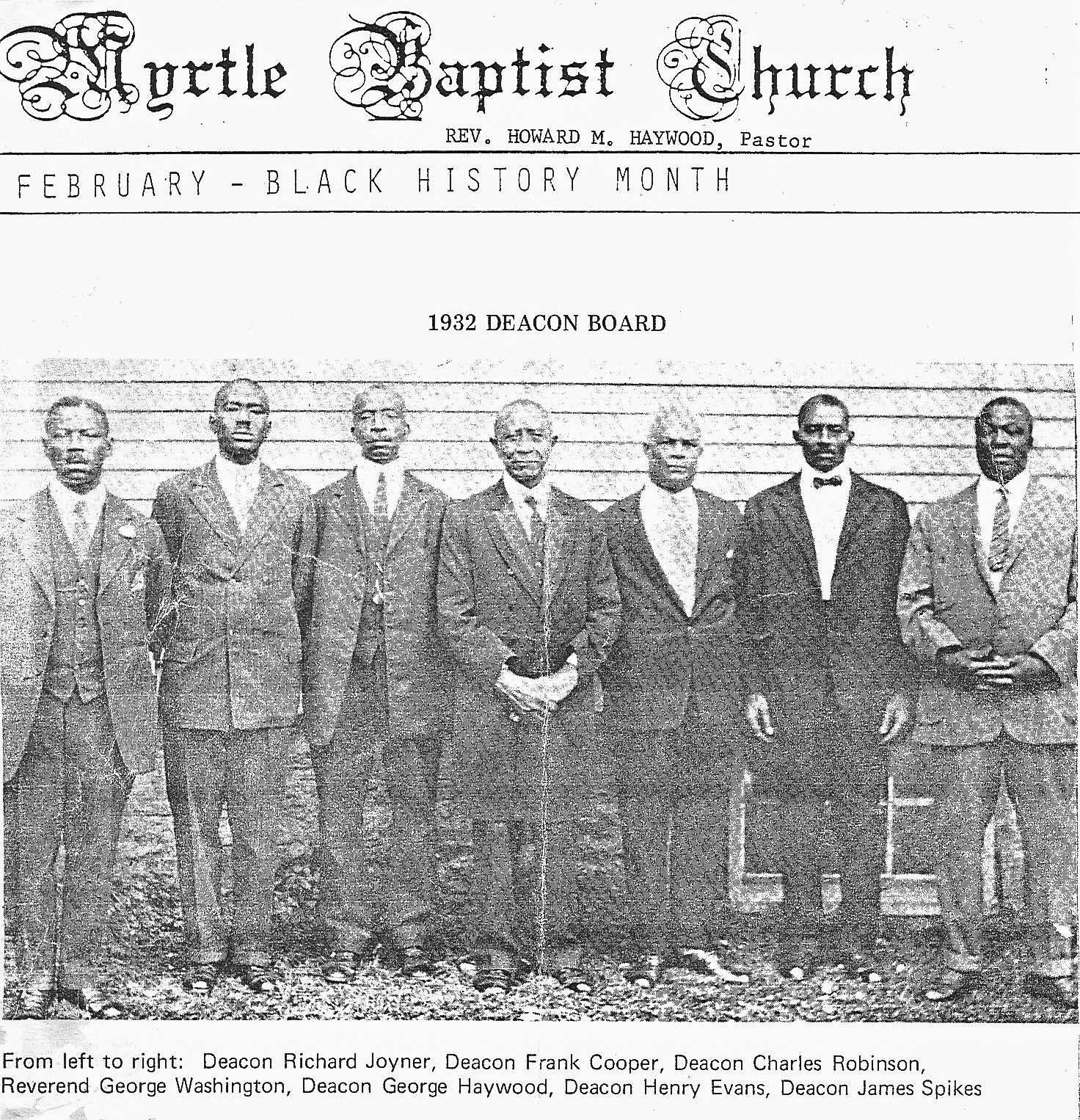 Myrtle Baptist 1932 Deacon Board