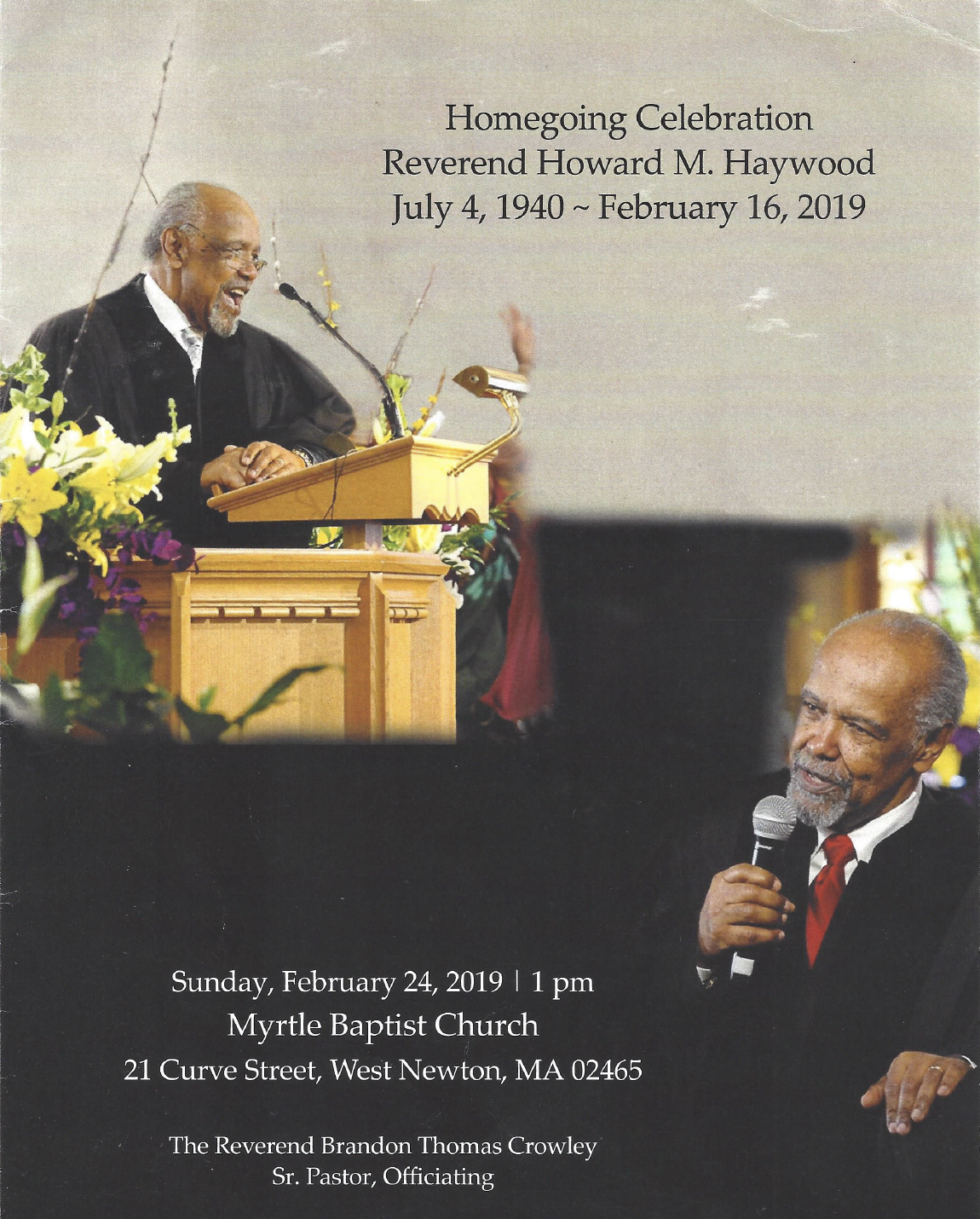 Rev. Howard Haywood Funeral Program