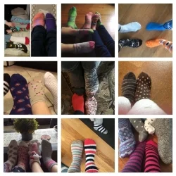 Dozens of people participated by wearing their mismatched socks. 