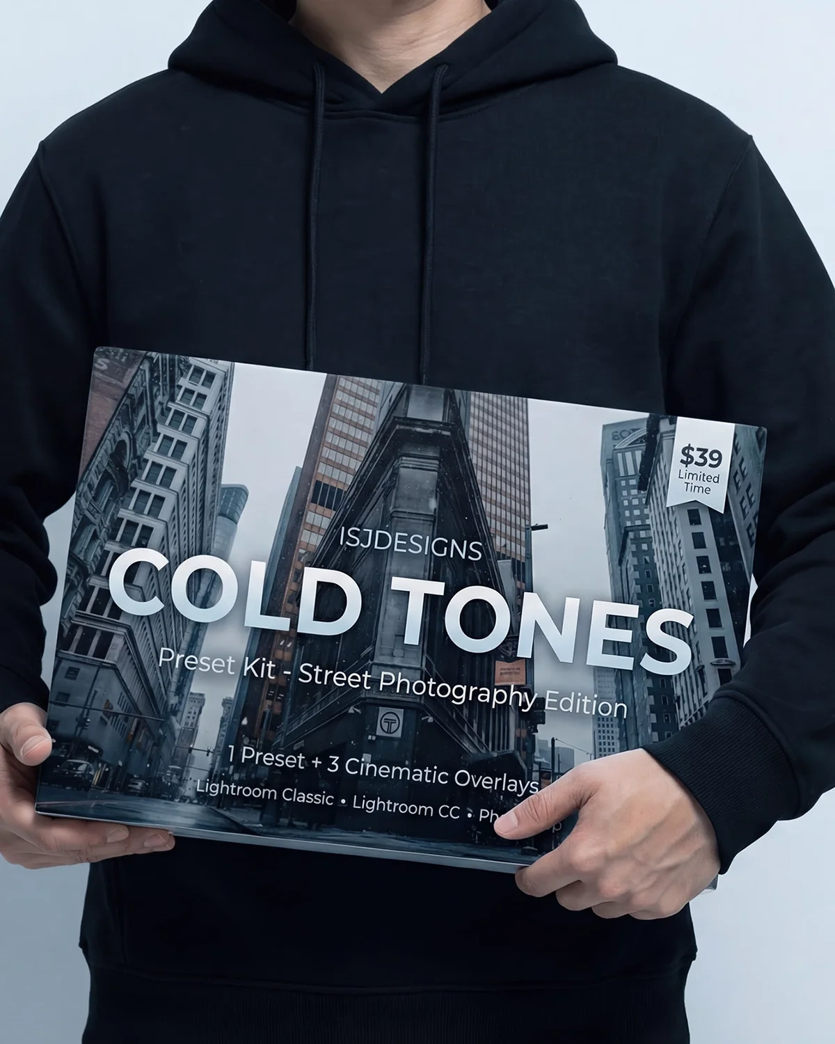 Cold Tones Preset Kit Street Photography Edition product mockup — moody cinematic Lightroom preset bundle by ISJ Designs Ian Jones Pittsburgh