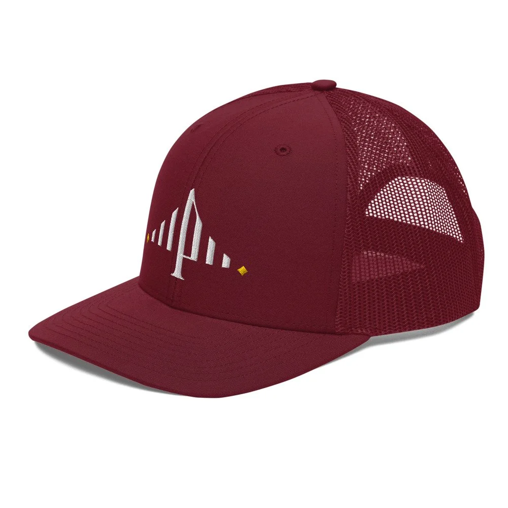Embroidered Burgundy Trucker Hat C.C Embroidered Leaf Brim Trucker Hat Burgundy - SWTrading main image 4