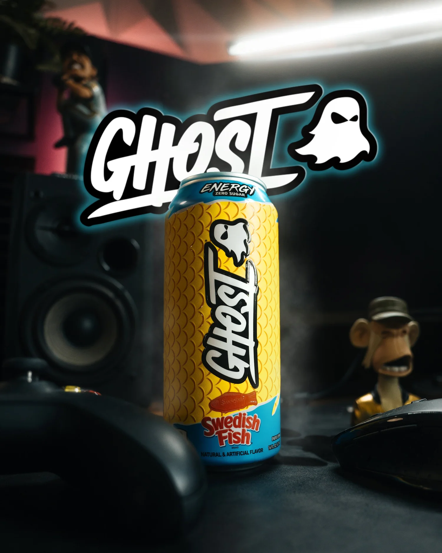 Ghost Energy high-impact graphic ad concept, product photography and creative direction by Ian Jones.