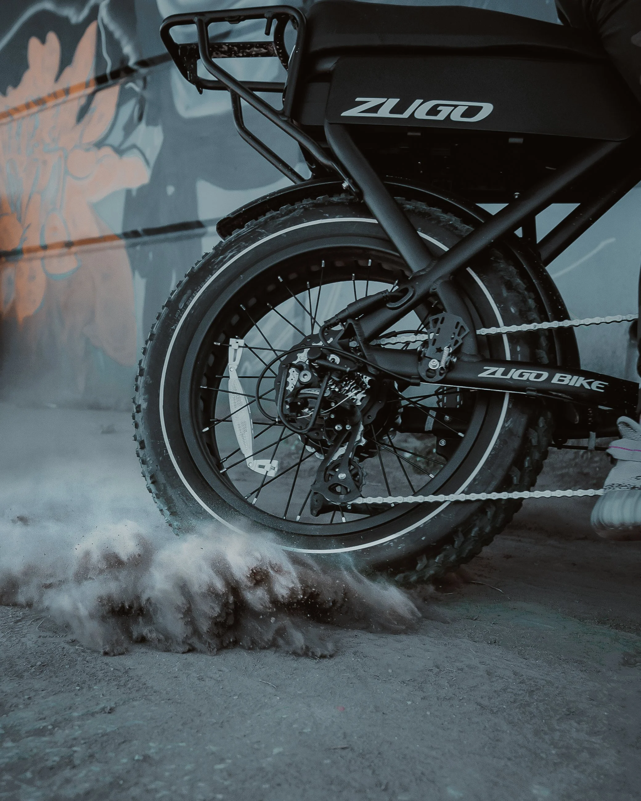 High-action lifestyle UGC photography of a Hugo electric bike riding through dirt, shot by Ian Jones of ISJDESIGNS in Pittsburgh.