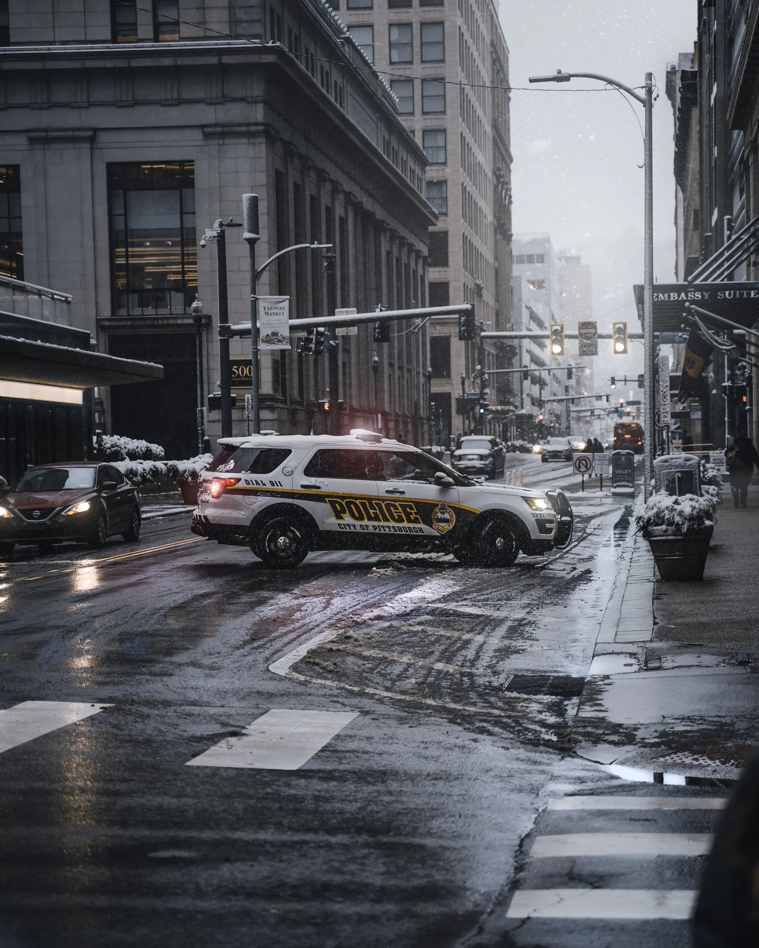 Cold Tones preset on a blue hour skyline with deep cinematic shadows