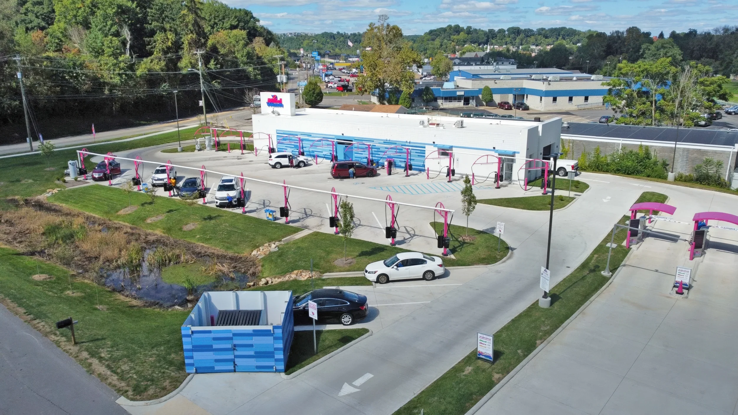 FAA-licensed Pittsburgh drone photographer Ian Jones aerial photography of commercial car wash property for business marketing and real estate