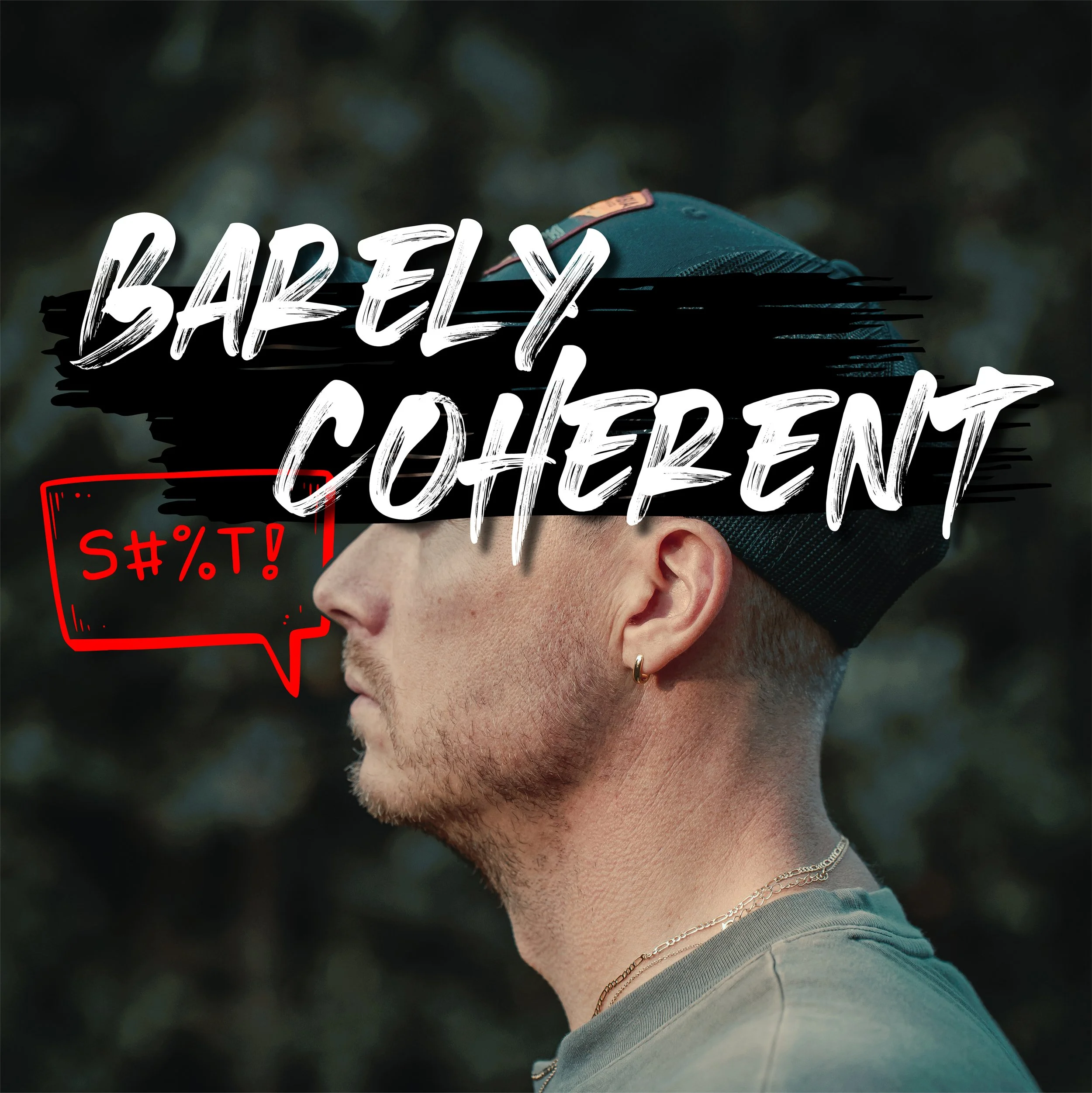 Promotional image for the Barely Coherent podcast by Ian Jones, streaming on Spotify and Apple Podcasts, photographed in a professional Pittsburgh office