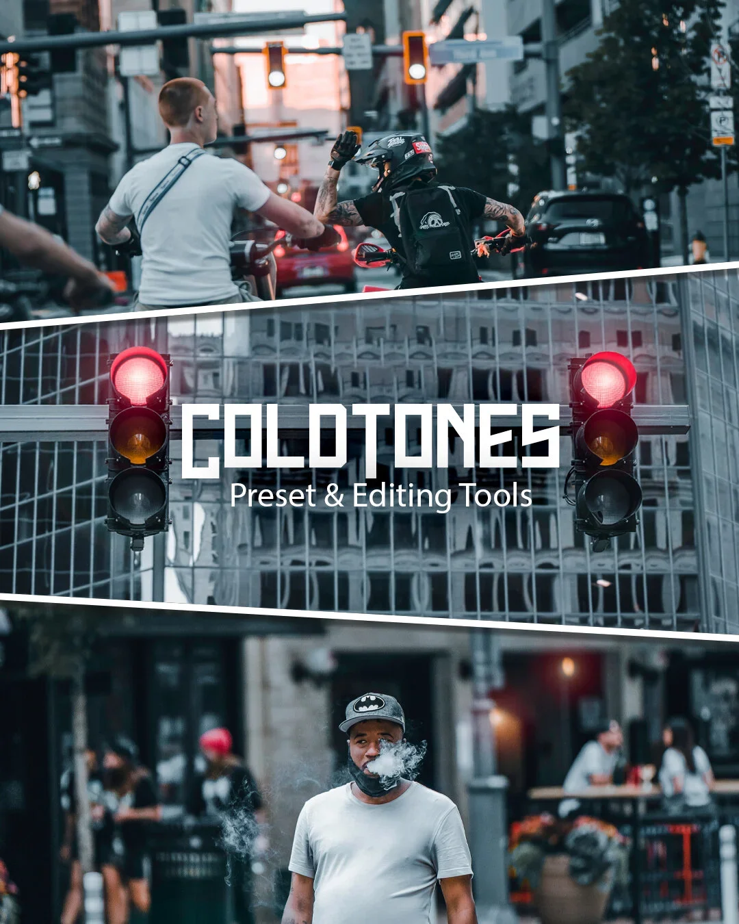 Cold Tones preset kit product mockup showing the bundle contents
