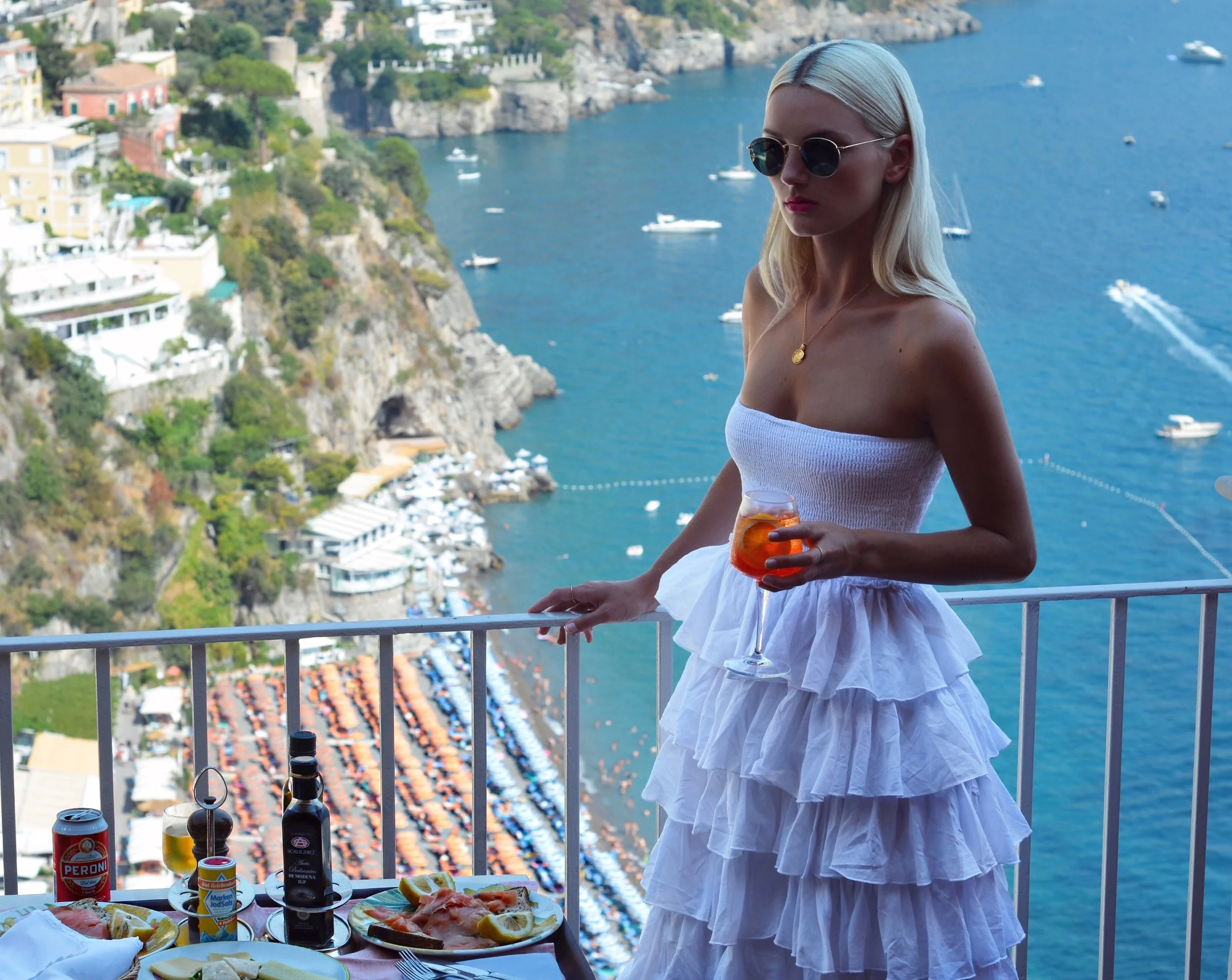 APEROL SPRITZ ABOVE POSITANO IN MY AMAFLI PURCHASES