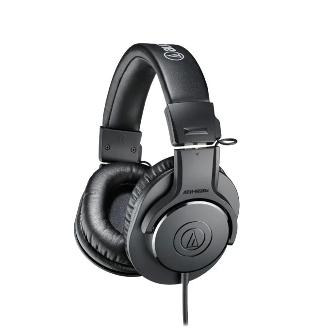 ATH-M20x $99 Entry level monitoring headphones Advanced build quality and engineering 40 mm drivers with rare earth magnets and copper-clad aluminium wire voice coils Tuned for enhanced low-frequency performance Circumaural design contours around the ears for excellent sound isolation in loud environments Convenient single-side cable exit Designed for studio tracking and mixing