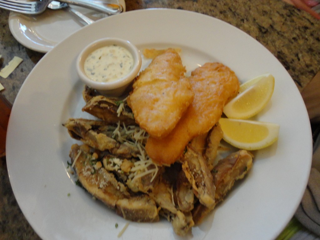Fish & Chips (with portobello mushroom fries as a substitute to regular fries)