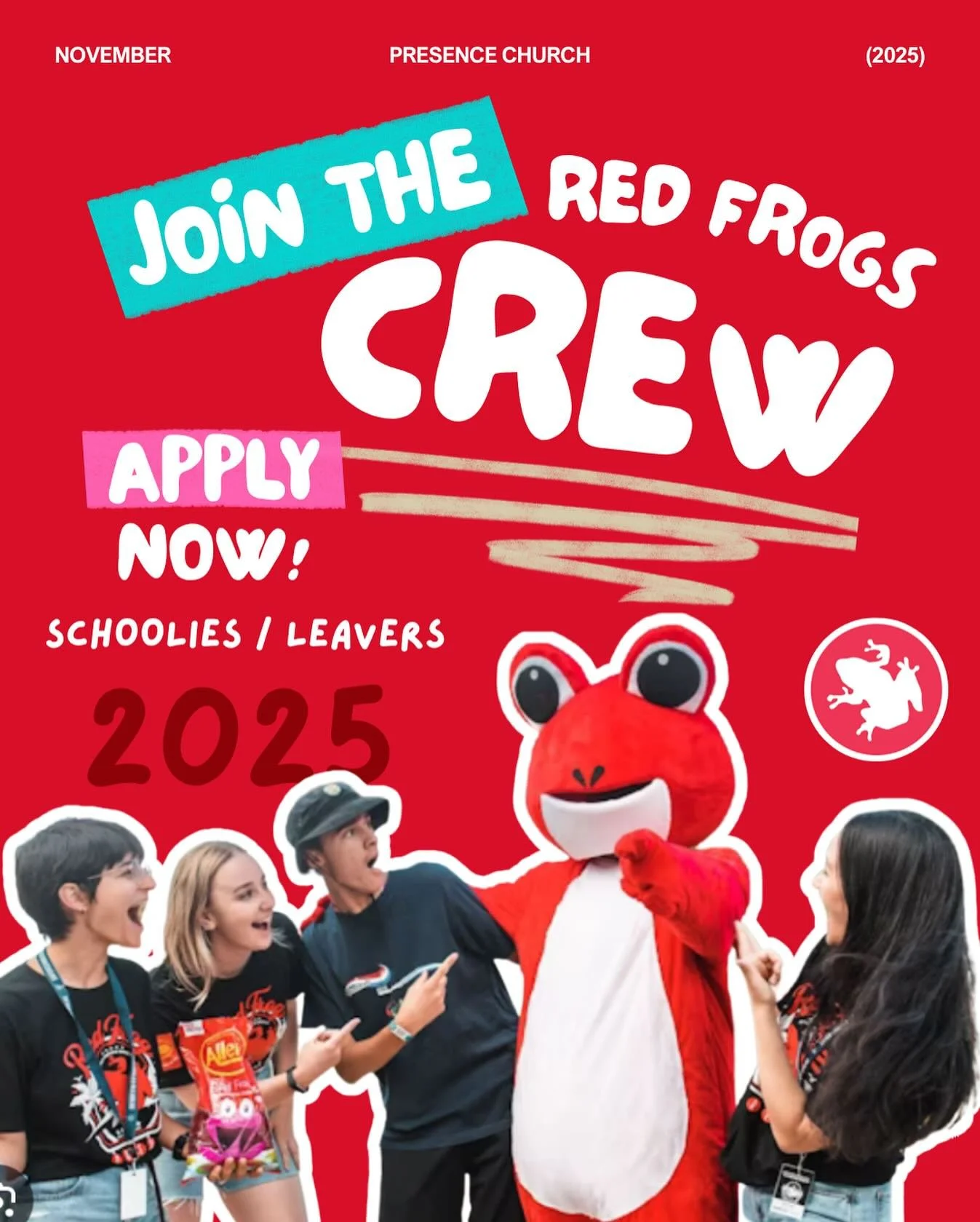 Schoolies is coming up, and we get to be part of something bigger than ourselves! Join the Red Frogs crew and help make a real difference in the lives of young people this year. 🐸❤️
Let&rsquo;s serve, protect and love on our next generation