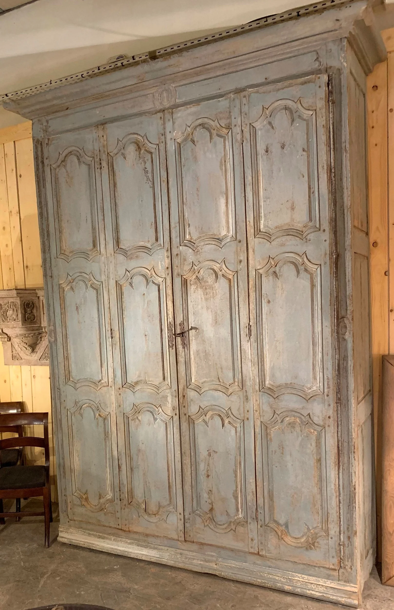 French 18th-century Louis XIV style painted armoire