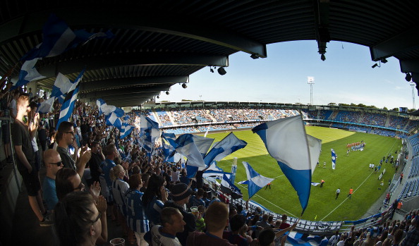 Dansk fankultur set fra Blue Water Arena i Esbjerg. Foto: Getty Images