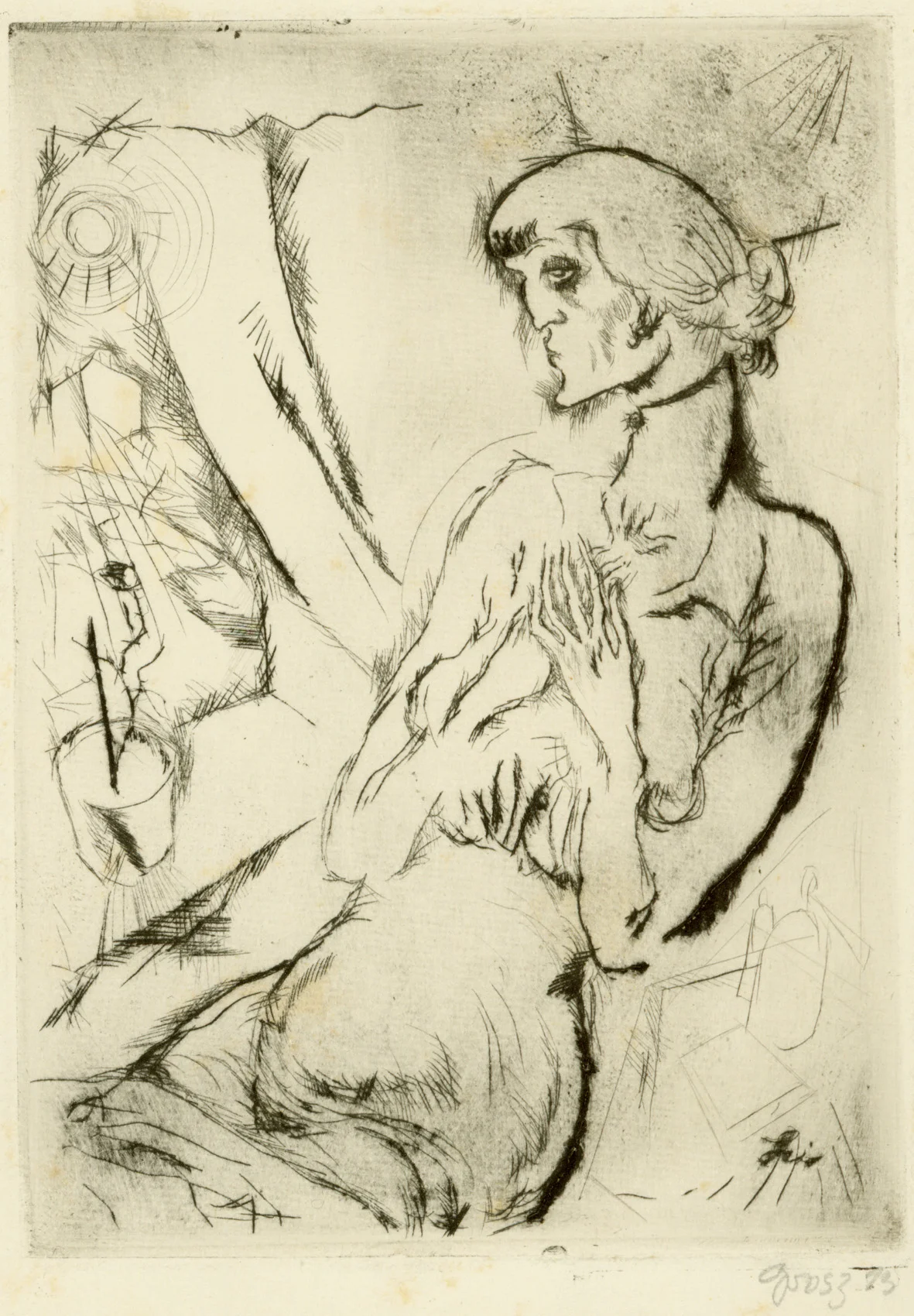  George Grosz   DIE SPINNE  Radierung und Kaltnadel. 1913. Signiert und datiert. Auf Velin. 170 x 120 mm 