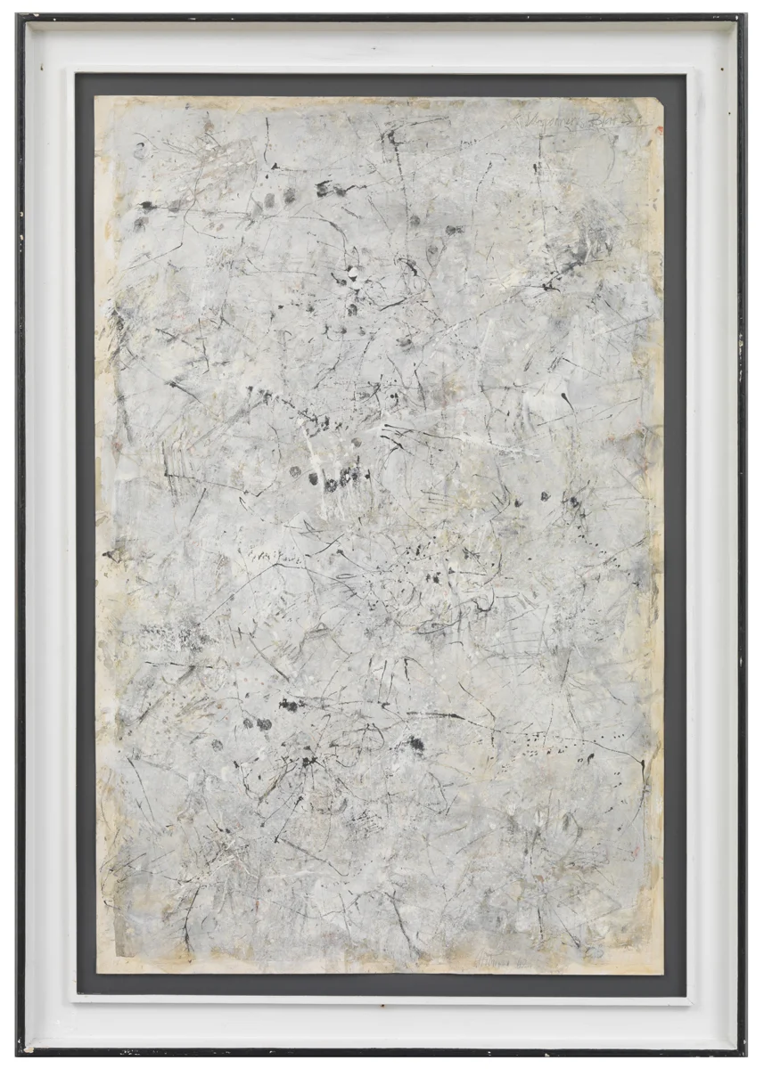  Gerhard Hoehme  VERSPONNENES BLATT Mischtechnik auf Karton. 1962. Signiert, datiert und betitelt. 995 x 645 mm 