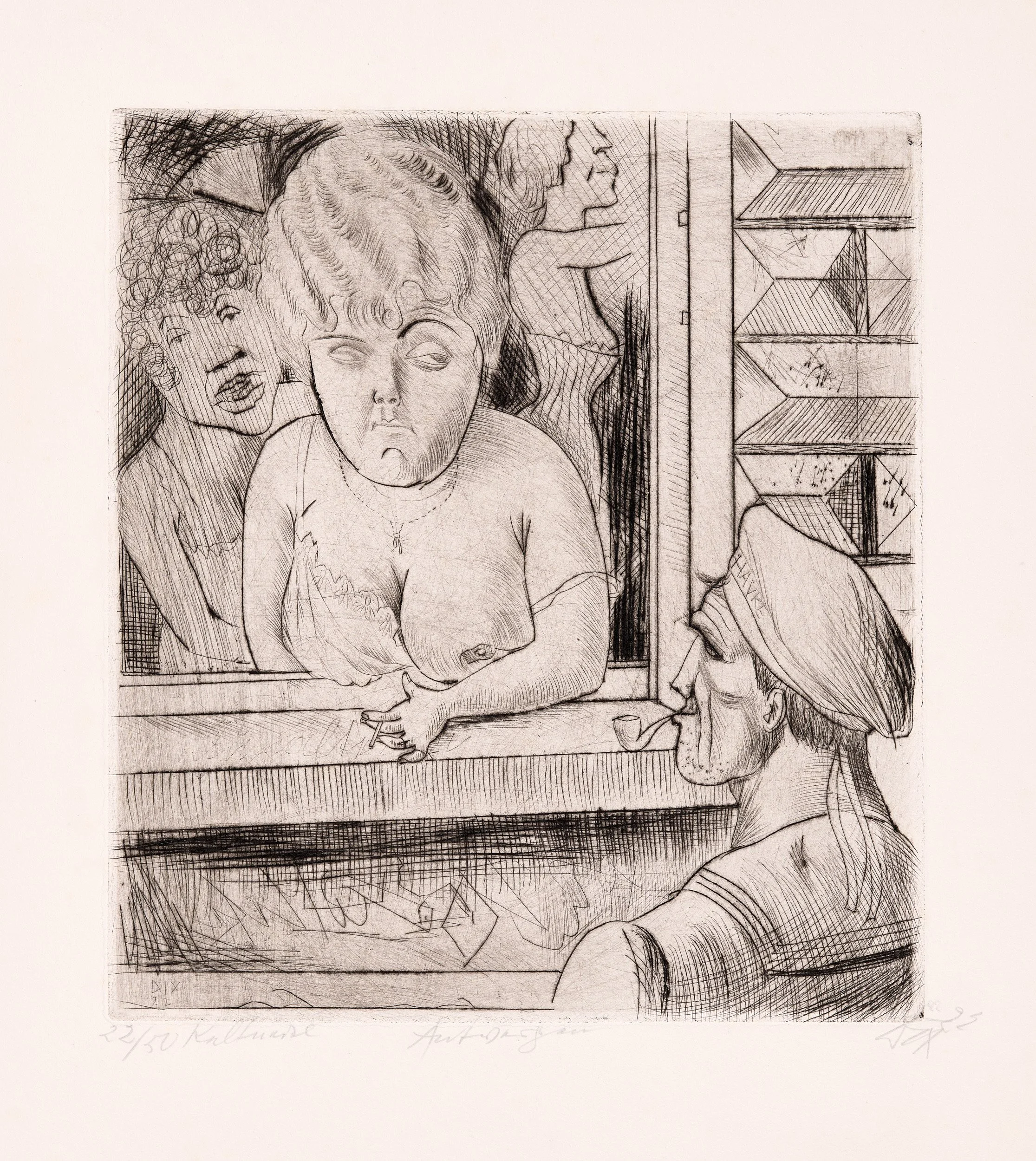 ANTWERPEN  Kaltnadel. 1922. Karsch 21 II Signiert, datiert, bezeichnet und betitelt. Auf Velin. 350 x 317 mm (500 x 435 mm)