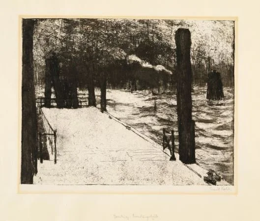  HAMBURG, LANDUNGSBRÜCKE Strich - und Tonätzung. 1910. Schiefler/Mosel R 139 Signed in pencil lower right  Emil Nolde.  and inscribed in the lower margin  Hamburg: Landungsbrücke . One of a total edition of 40 impressions. On laid paper watermarked  