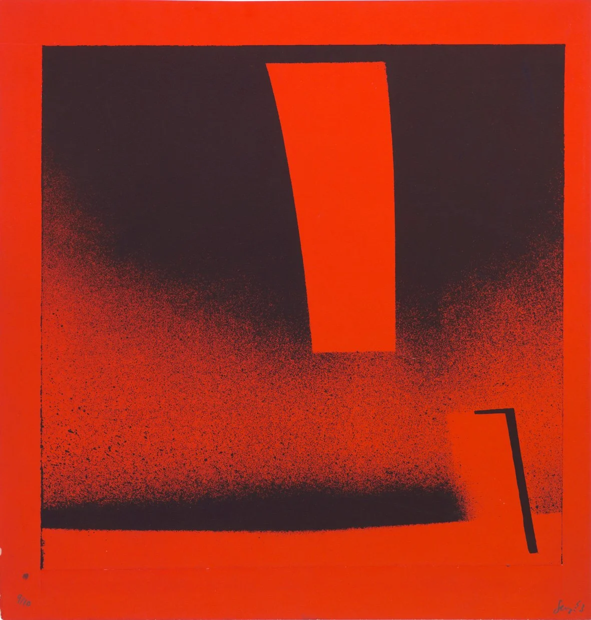   OHNE TITEL  Farblithographie. 1953. Geiger 16 Signiert, datiert und nummeriert. Auf Karton. 300 × 300 mm (355 × 340 mm) 