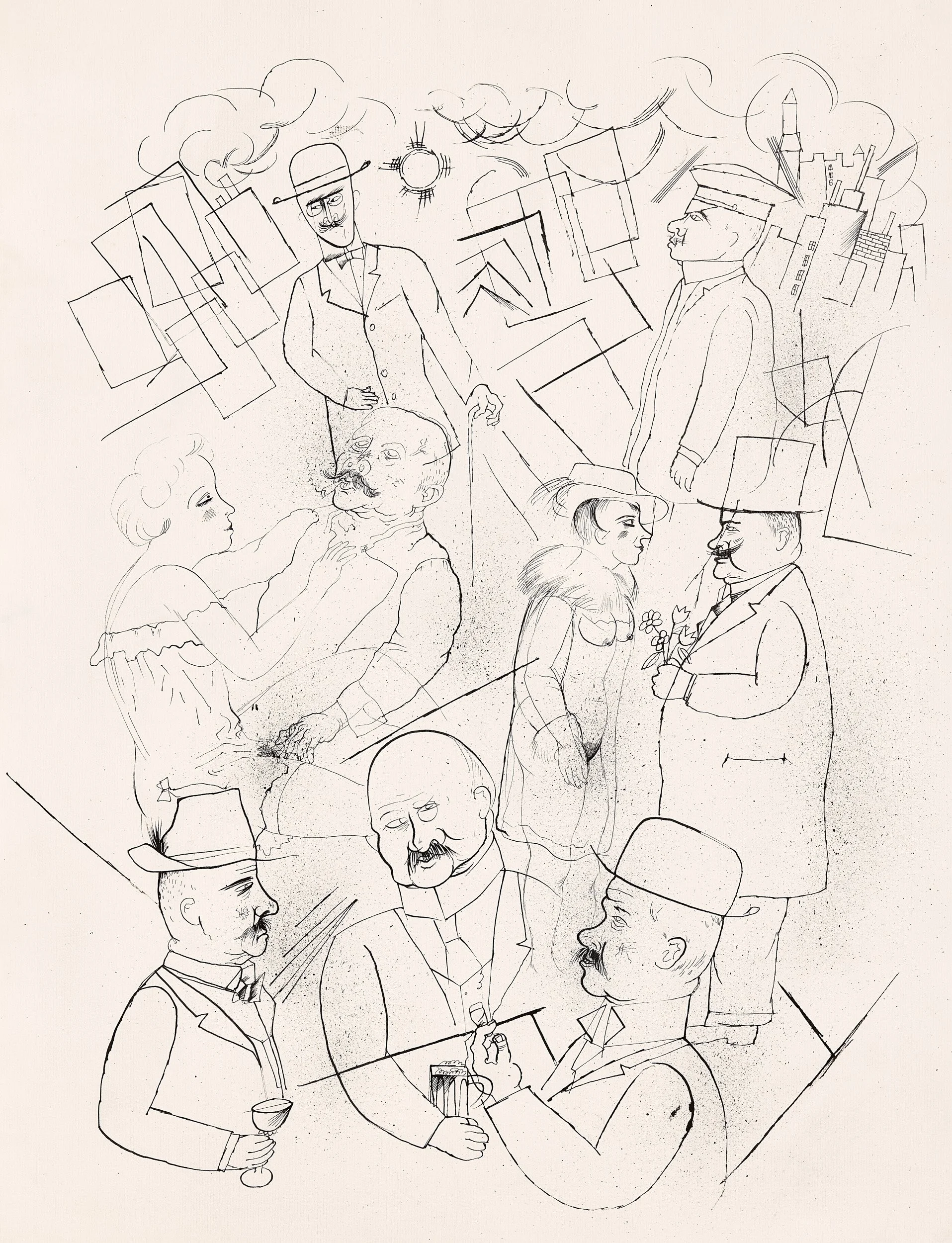   BÜRGERLICHE WELT  Rohrfeder und Feder. 1919/1920. Auf Velin. 645 × 500 mm 