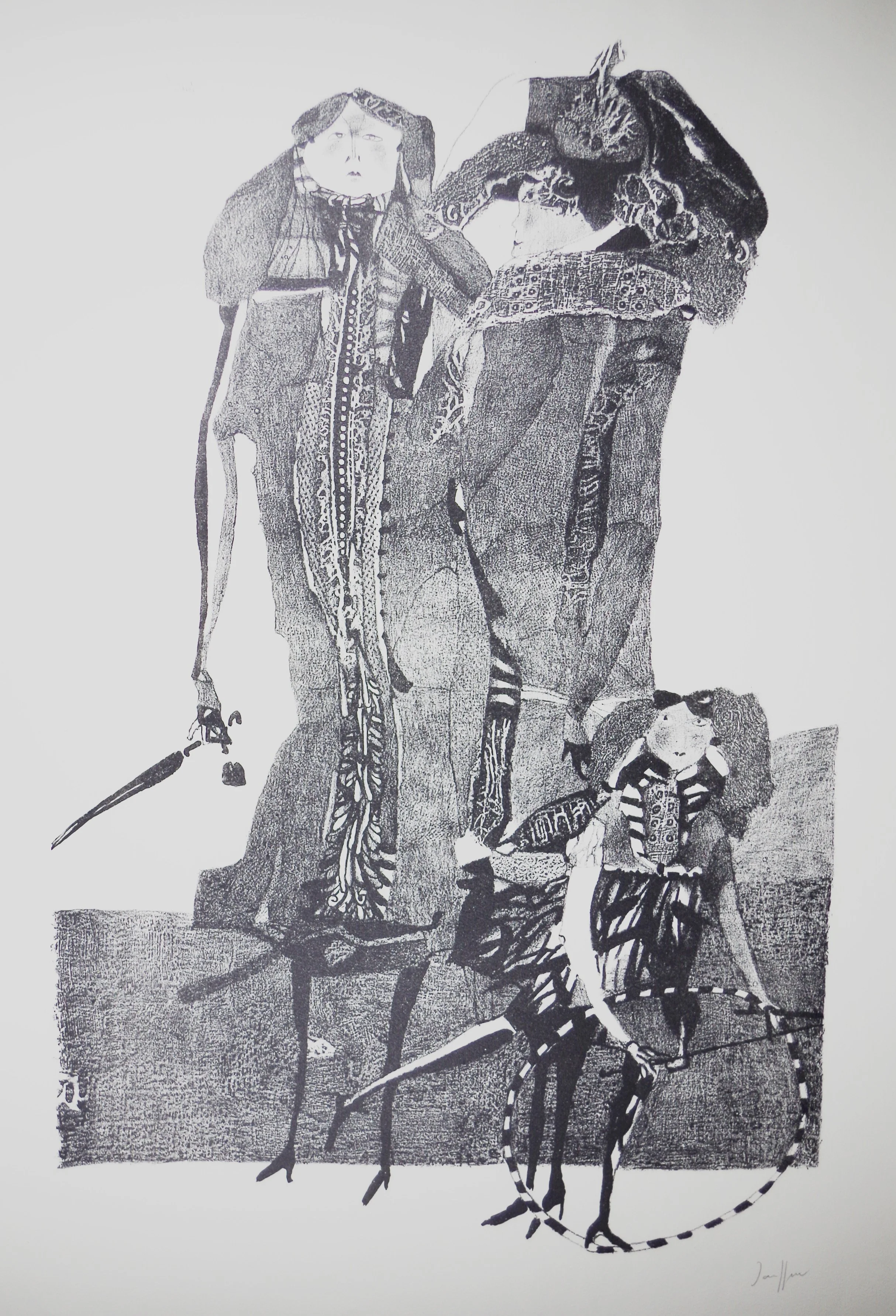   SPAZIERGÄNGER  Lithographie. 1957. Vogel 97 Signiert. Auf festem Velin. 525 × 340 mm (625 × 490 mm) 