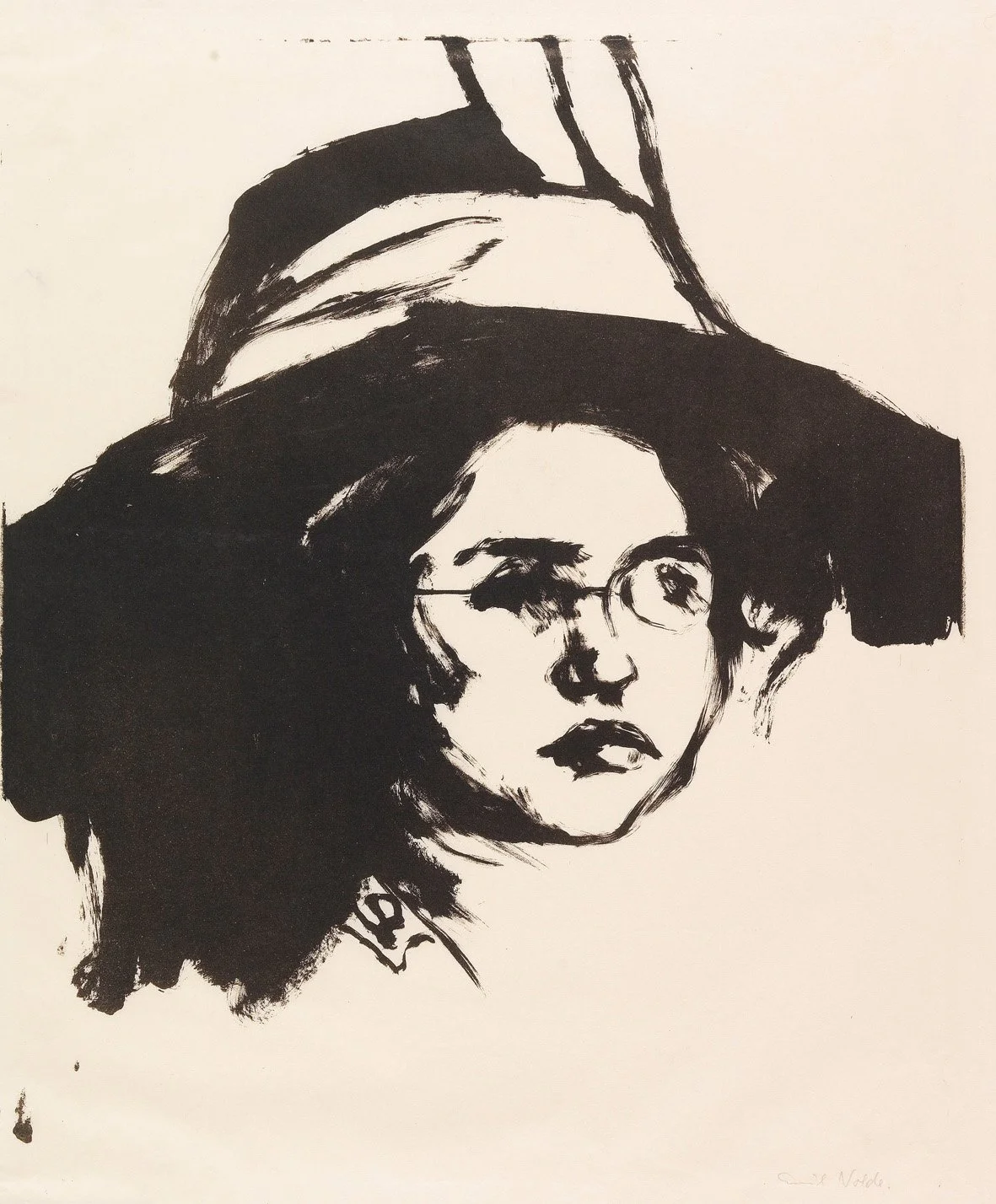   JOHANNA  Pinsellithographie. 1911. Schiefler/Mosel L 38 II Signiert. Auf Japan. 495 × 427 mm (580 × 465 mm) 