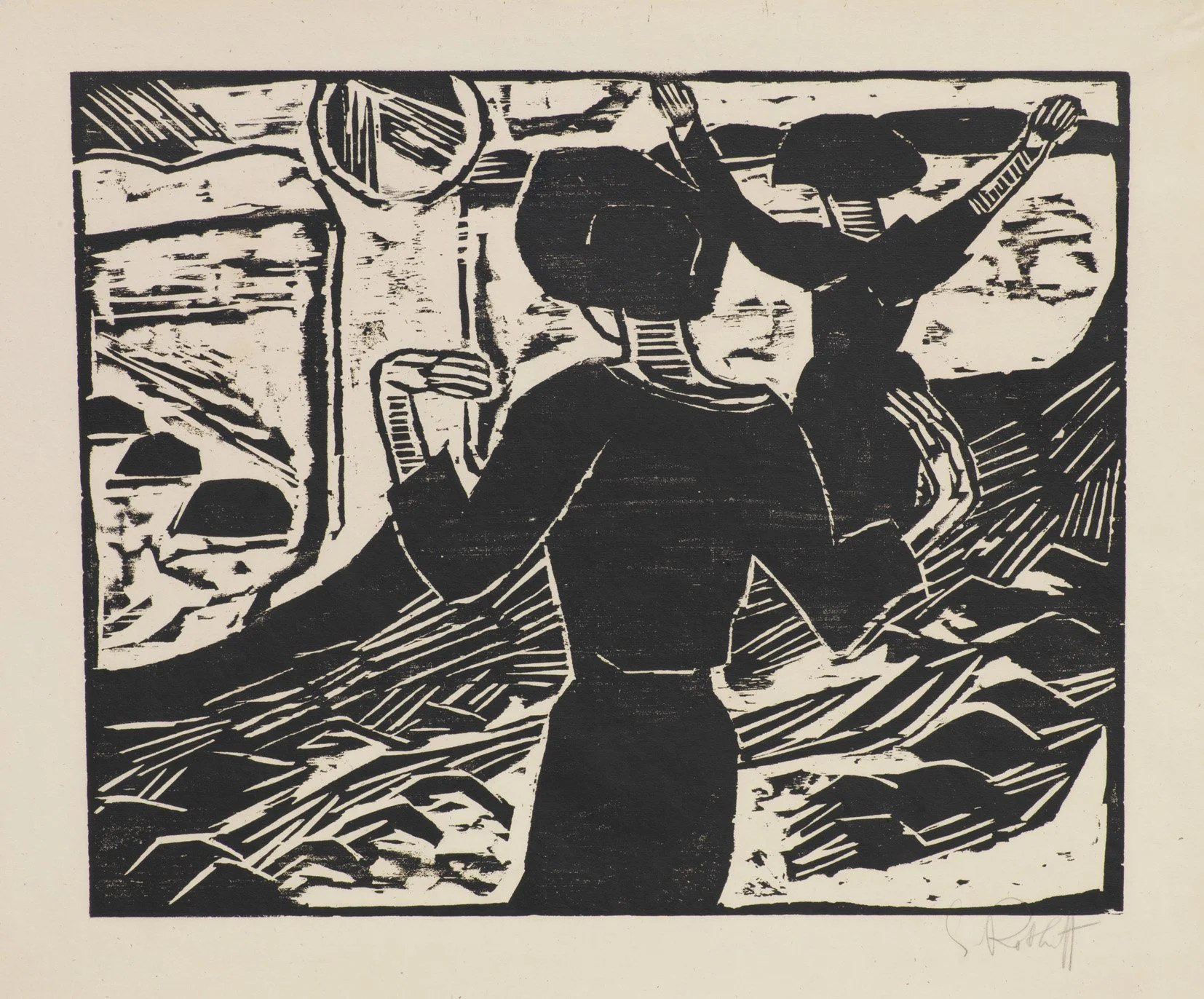   DIE SONNE  Holzschnitt. 1914. Schapire H 152 Signiert. Auf chamoisfarbenem Bütten. 398 × 496/500 mm 