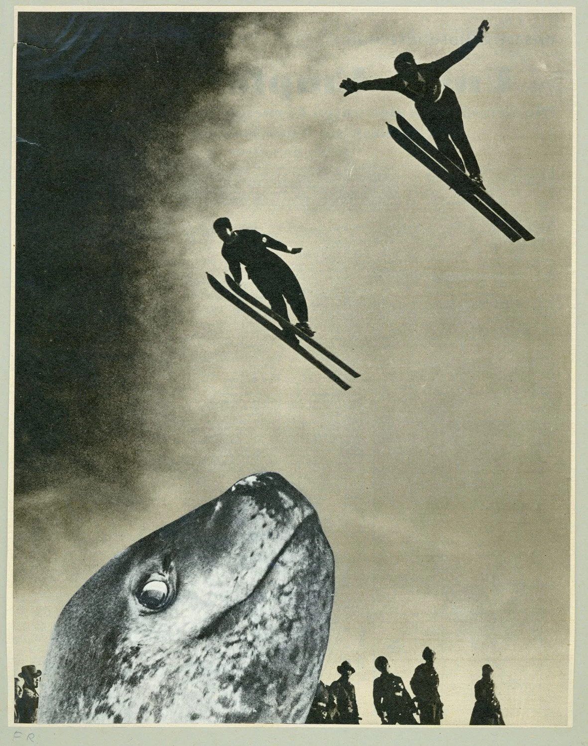   Franz Roh ( 1890 - 1965) SPRUNGKONKURRENZ Collage. Circa 1950s. 