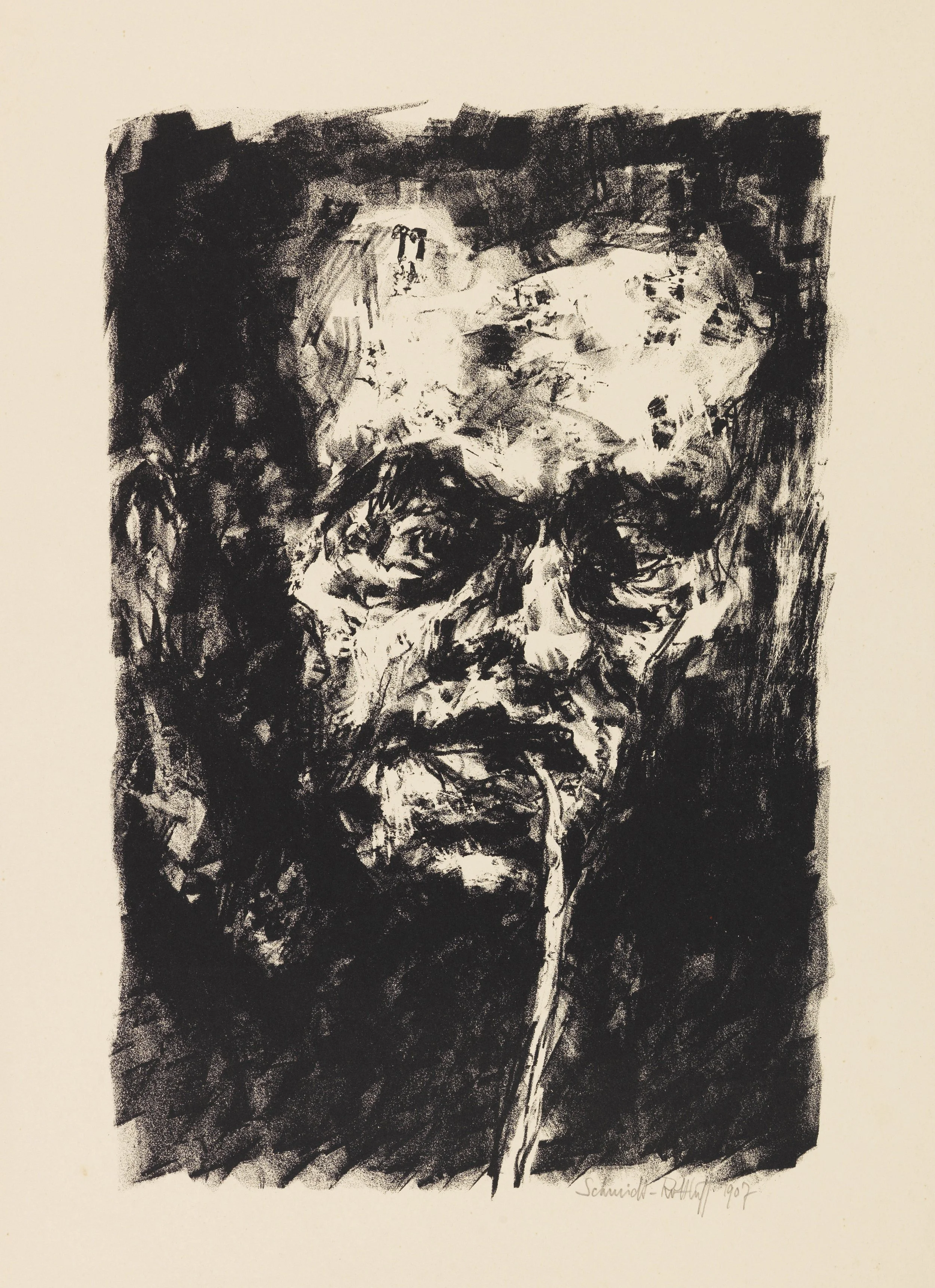   Karl Schmidt-Rottluff&nbsp;  MANN MIT PFEIFE (SELBSTBILDNIS) Lithograph. 1907. 