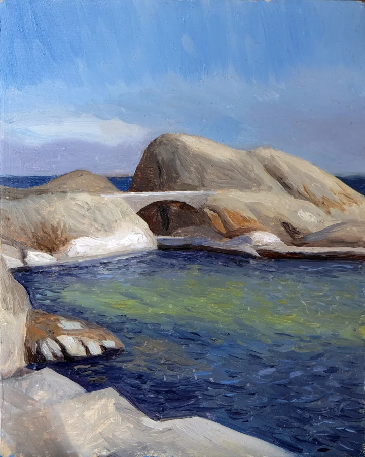 Miller's Point Pool, Simon's Town Oil on panel 20x25cm Private collection