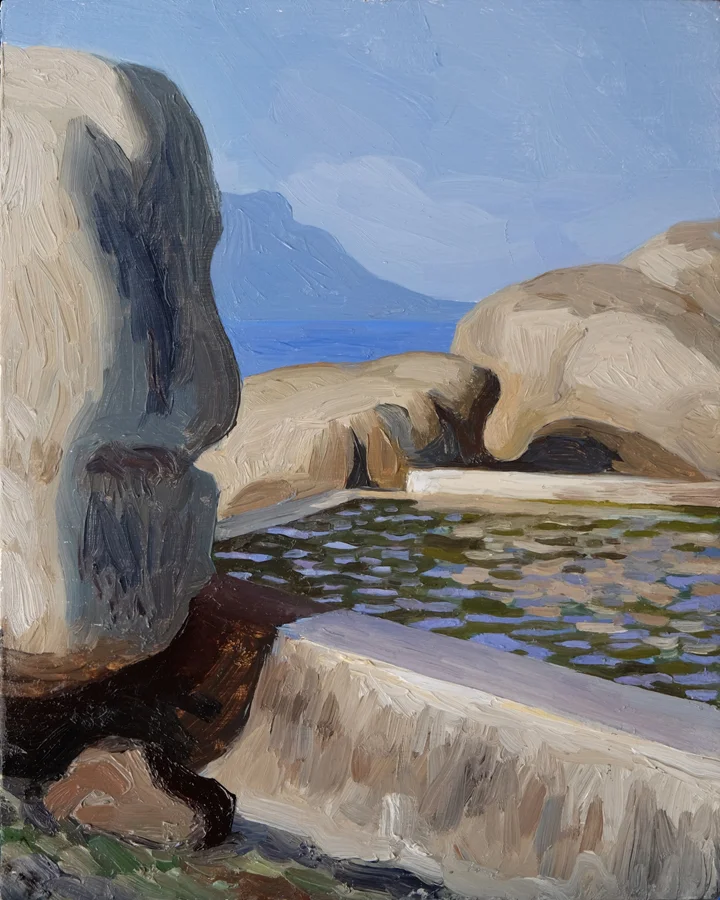 Maiden's Cove Pool II, Clifton Oil on panel 20x25cm Private collection