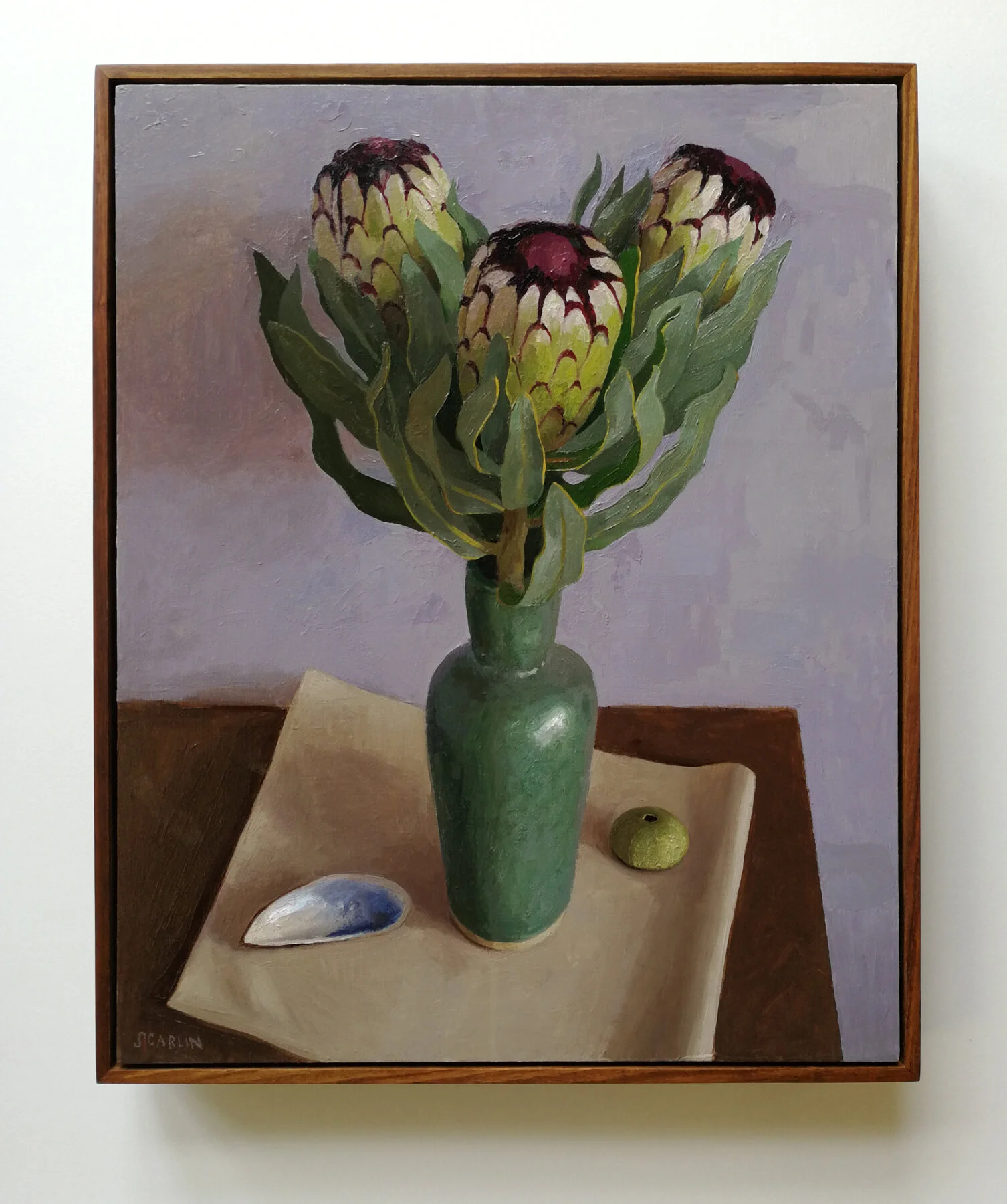 Proteas and shells Oil on panel 40x50cm 2019 Private collection
