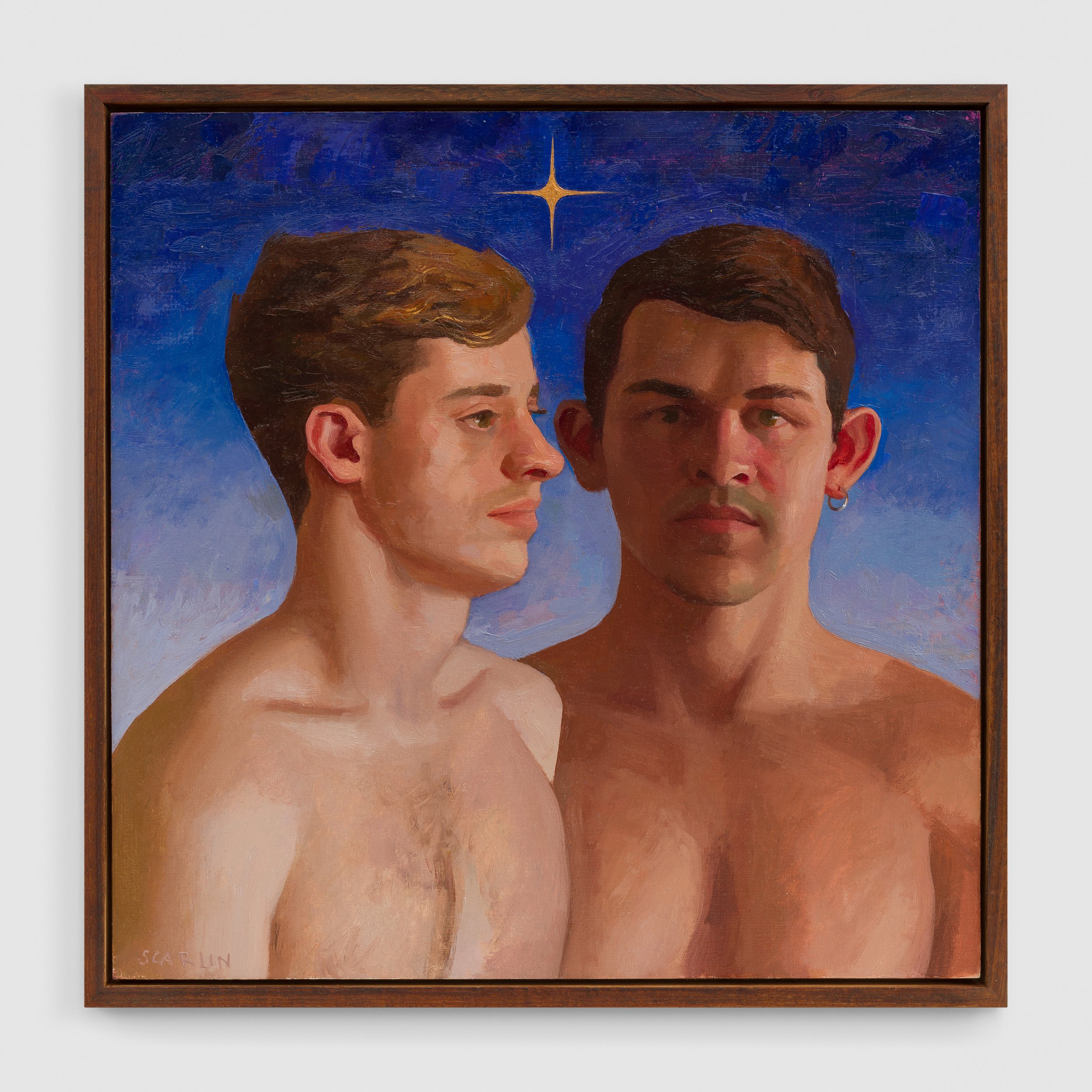  Two boys and evening star  Oil on panel 35 x 35cm  2022  private collection 